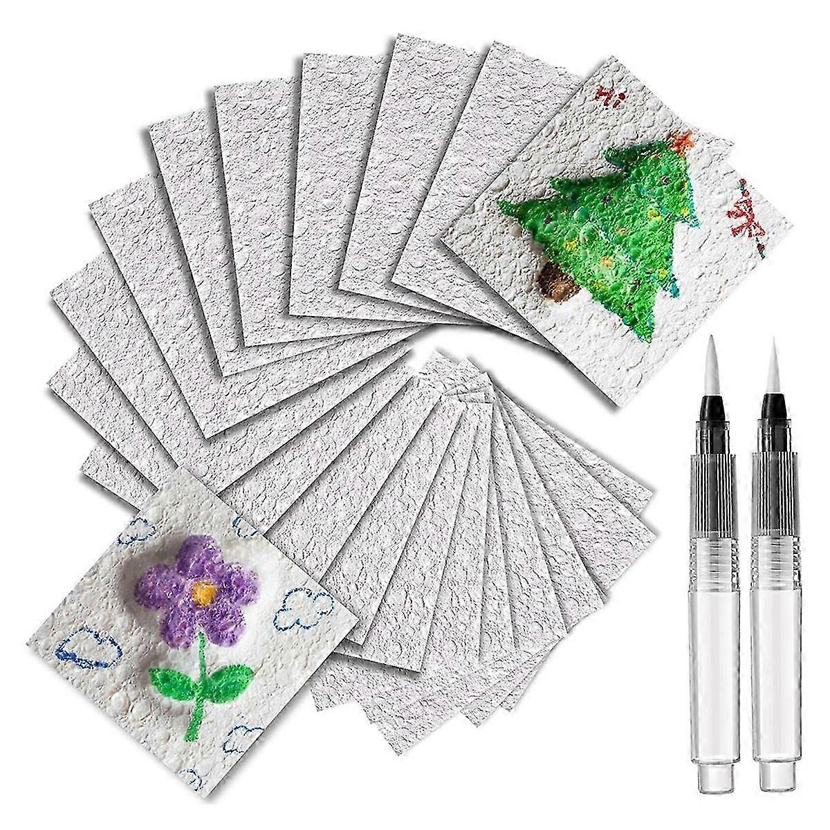 20 Sheets Foam Texture Drawing Paper with 2 Water Pens, Handmade Foam Art Foam Blank Drawing Paper