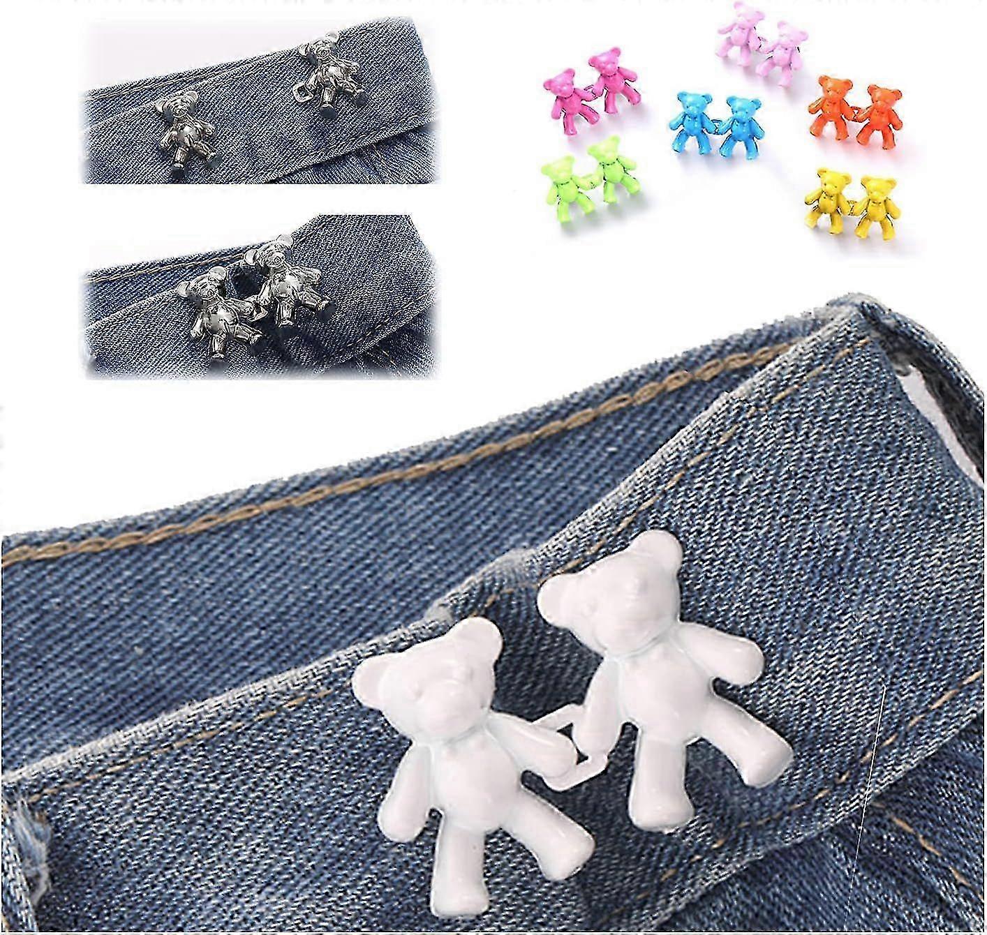4 Set Pant Waist Tightener, Adjustable Waist Buckle Set, Instant Removable Extra Button No Sewing DIY Pant Waist Buttons for Pants, Jeans, Skirts Edit