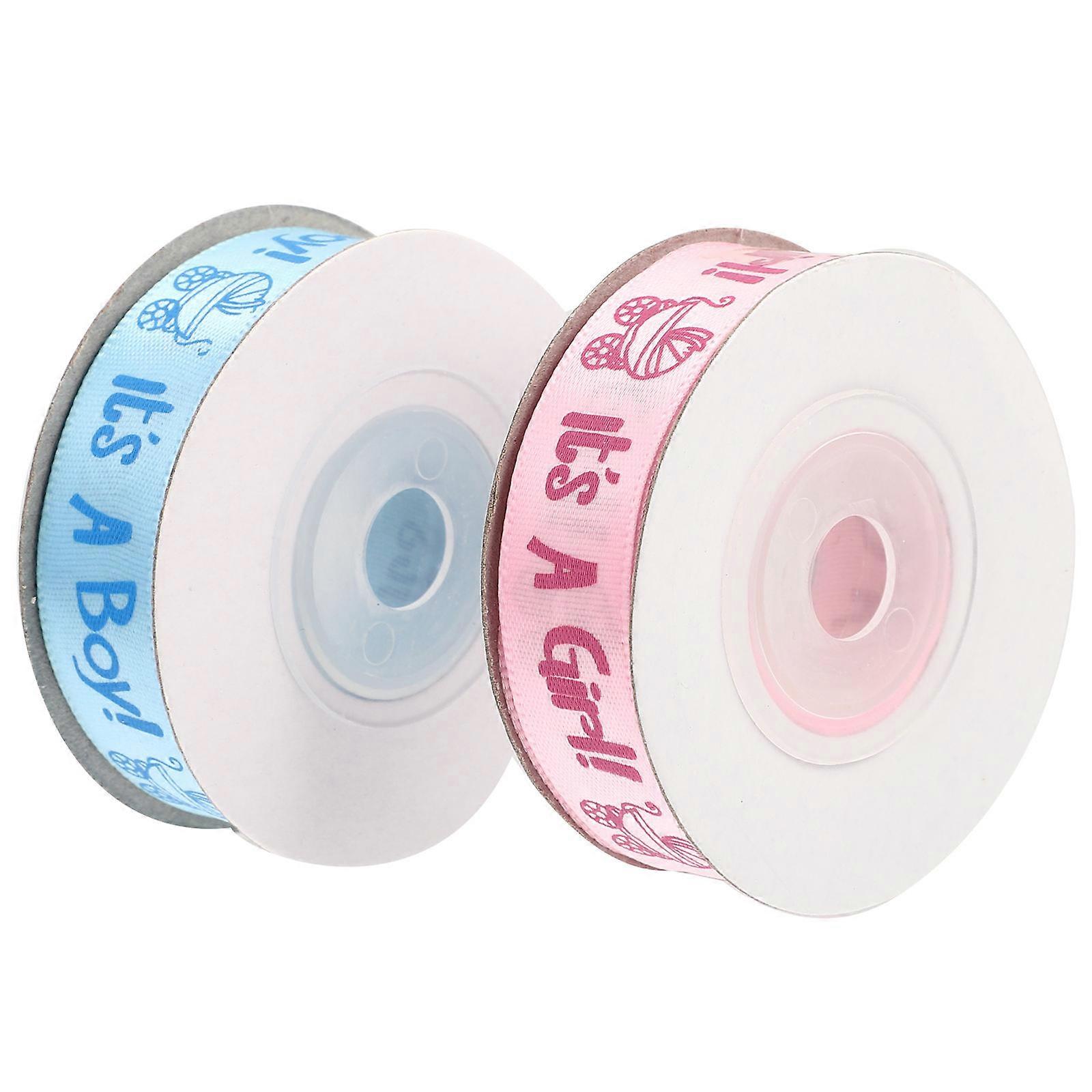 2 Rolls Craft Ribbon Bright Gender Neutral Patterns Multi Purpose for Hair Bows, Diaper Cakes, Wrapping, Wreaths & DIY Projects