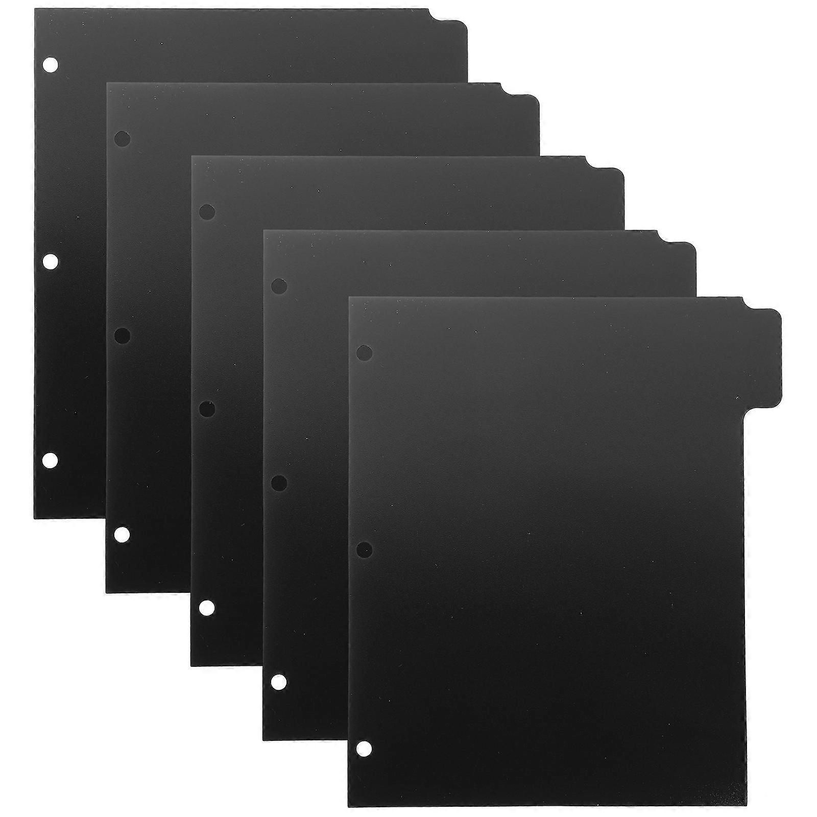 Black PP Binder Dividers   5 Sheets Document Separators for Notebooks and Ring Binders   Ideal for Office and Student Organization