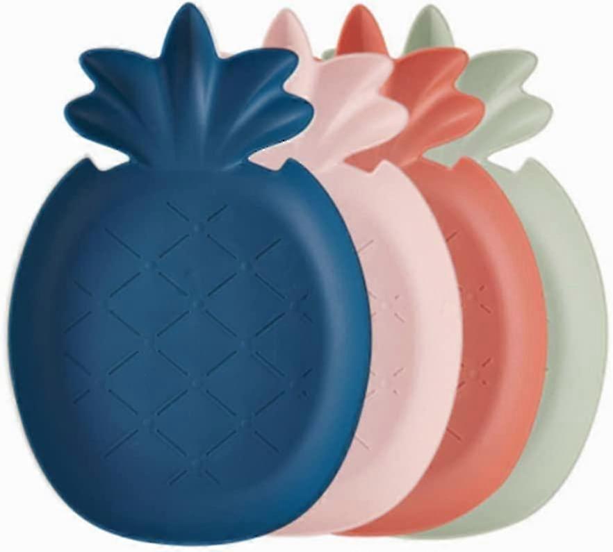Set of 4 Pineapple-Shaped Plastic Trays, Creative Reusable Fruit Dishes Suitable for Various Food Decorations including Snacks, Candy, Desse