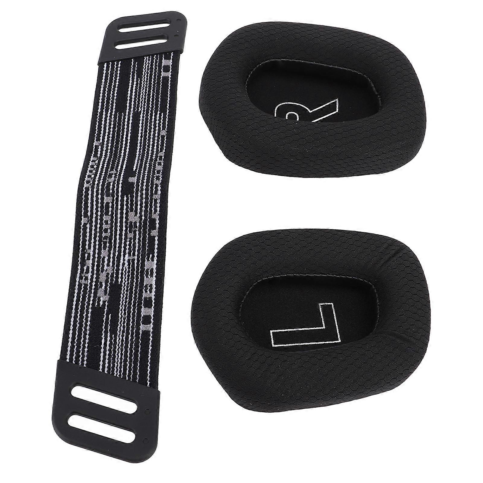 Headset Ear Pads Breathable Mesh High Density Memory Foam Ear Cushions with Headband Straps for G733 Wireless G335 Wired Gaming Headset Black 