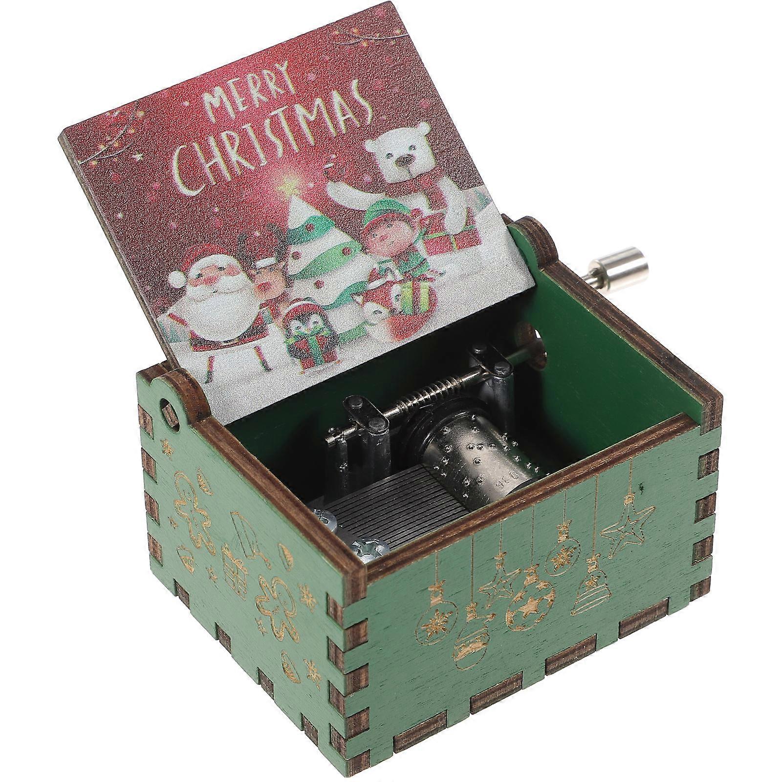 Hand Crank Wooden Music Box for Christmas, Birthdays, Valentine's Day – Classic Musical Ornament for Home Decor
