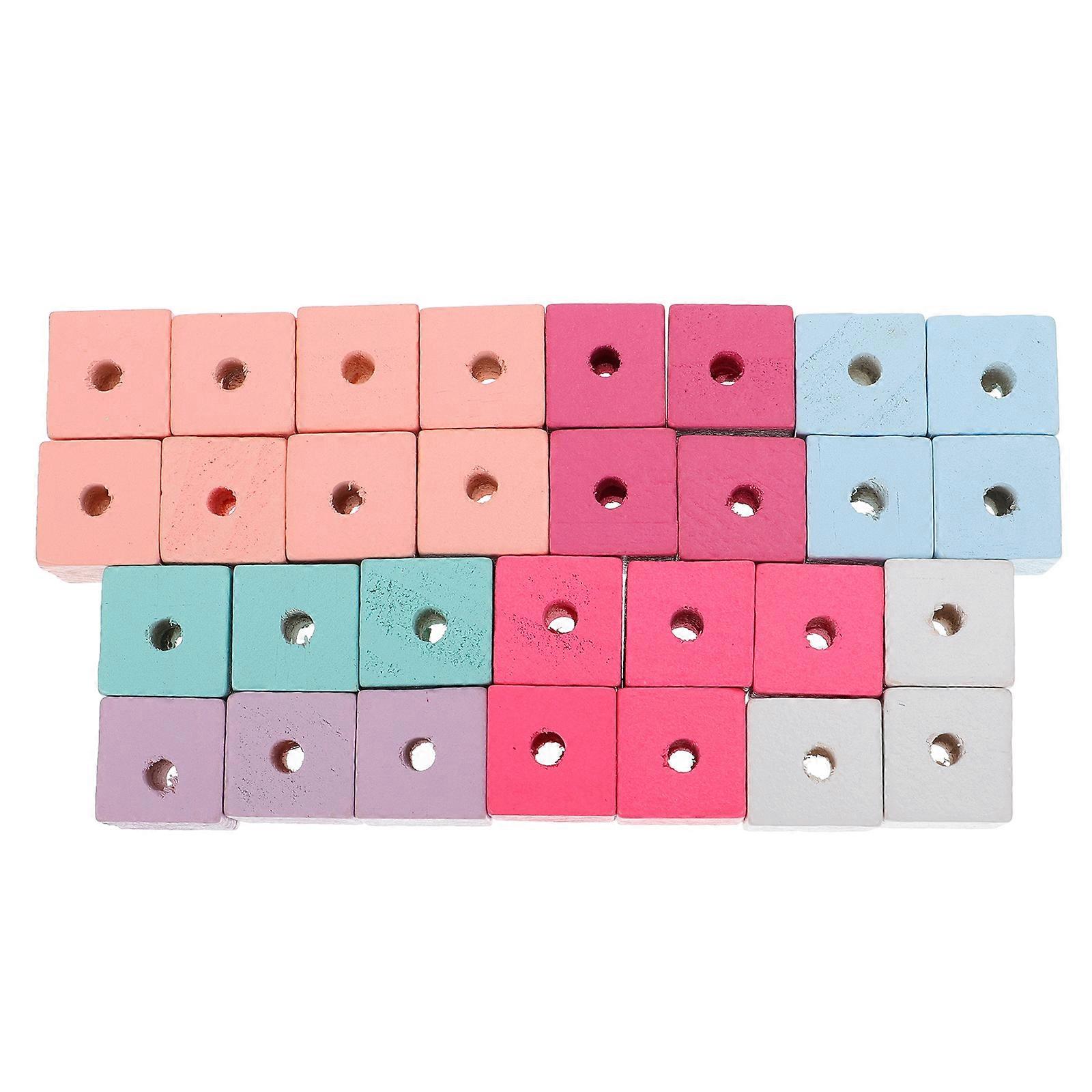 Simple Wooden Beads for DIY Crafts and Decor Assorted Color 30pcs Practical Beads
