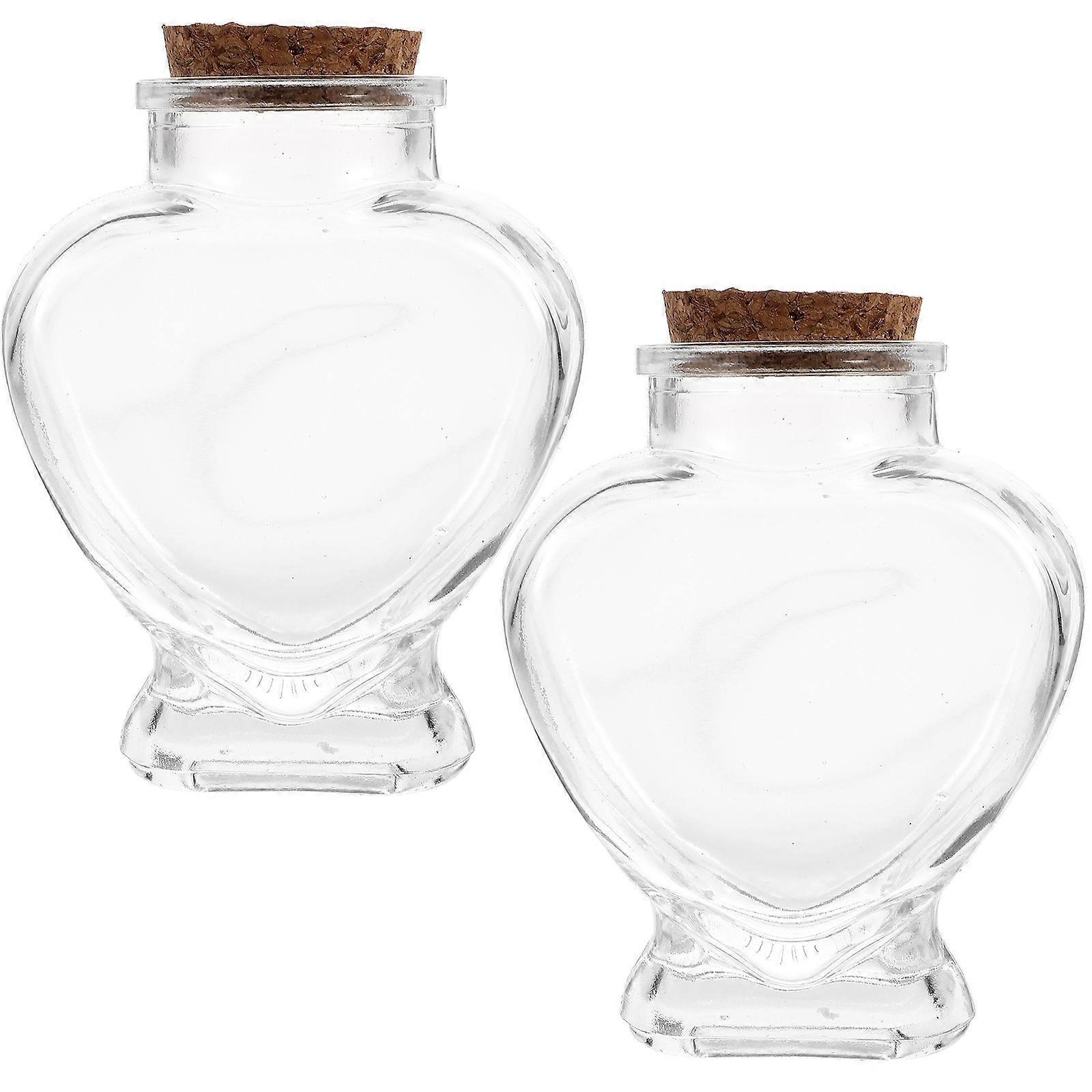 Heart Shaped Bottles Glass Storage Jar For DIY Craft Decorative Item 2Pcs