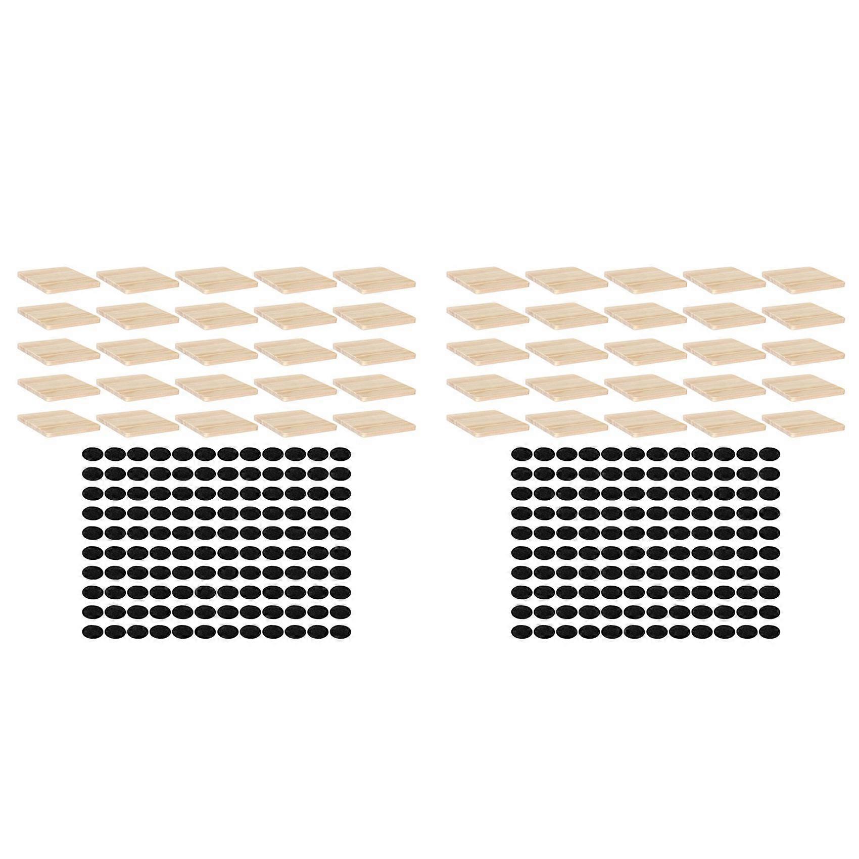 50 Pack Unfinished Wood Coasters, 4 Inch Blank Wooden Coasters Crafts Coasters with Non-Slip Silicon