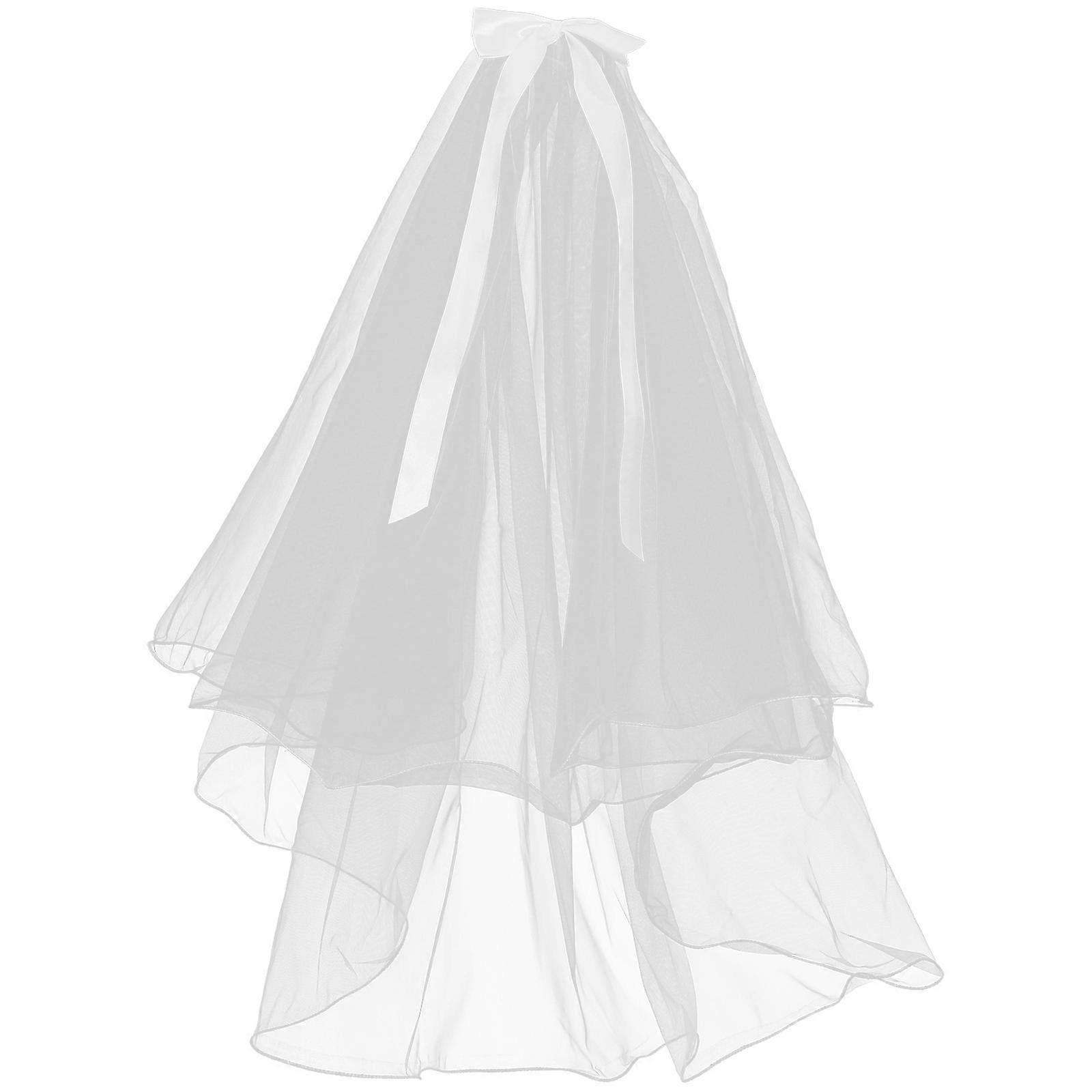 Bridal Veil Double Layer Rolled Edge Wedding Dress Complement .00X60.00X0.10CM Hair Accessory 1Set