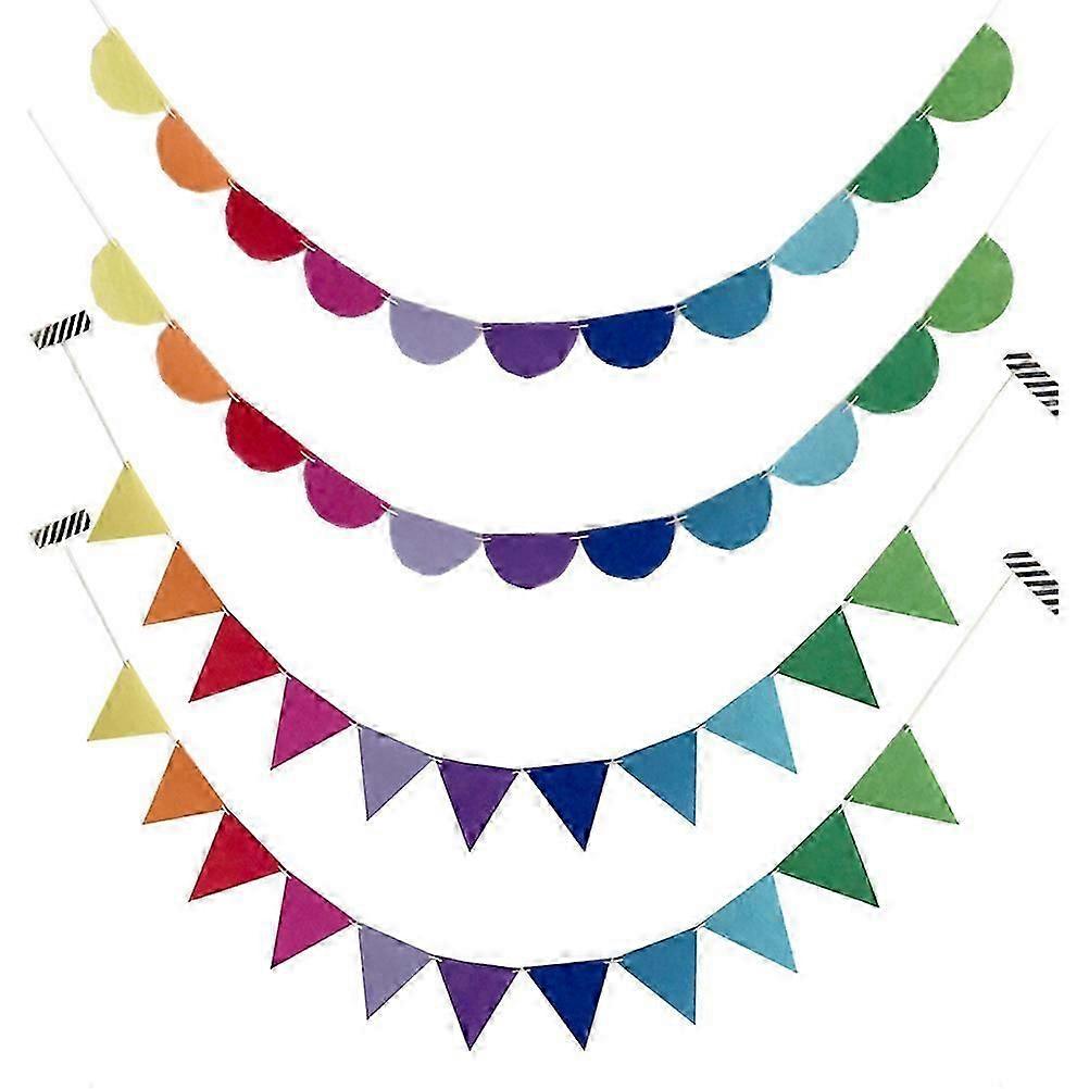 4Pcs Felt Banners Nordic Style Hanging Flags Semicircle Triangle Banner