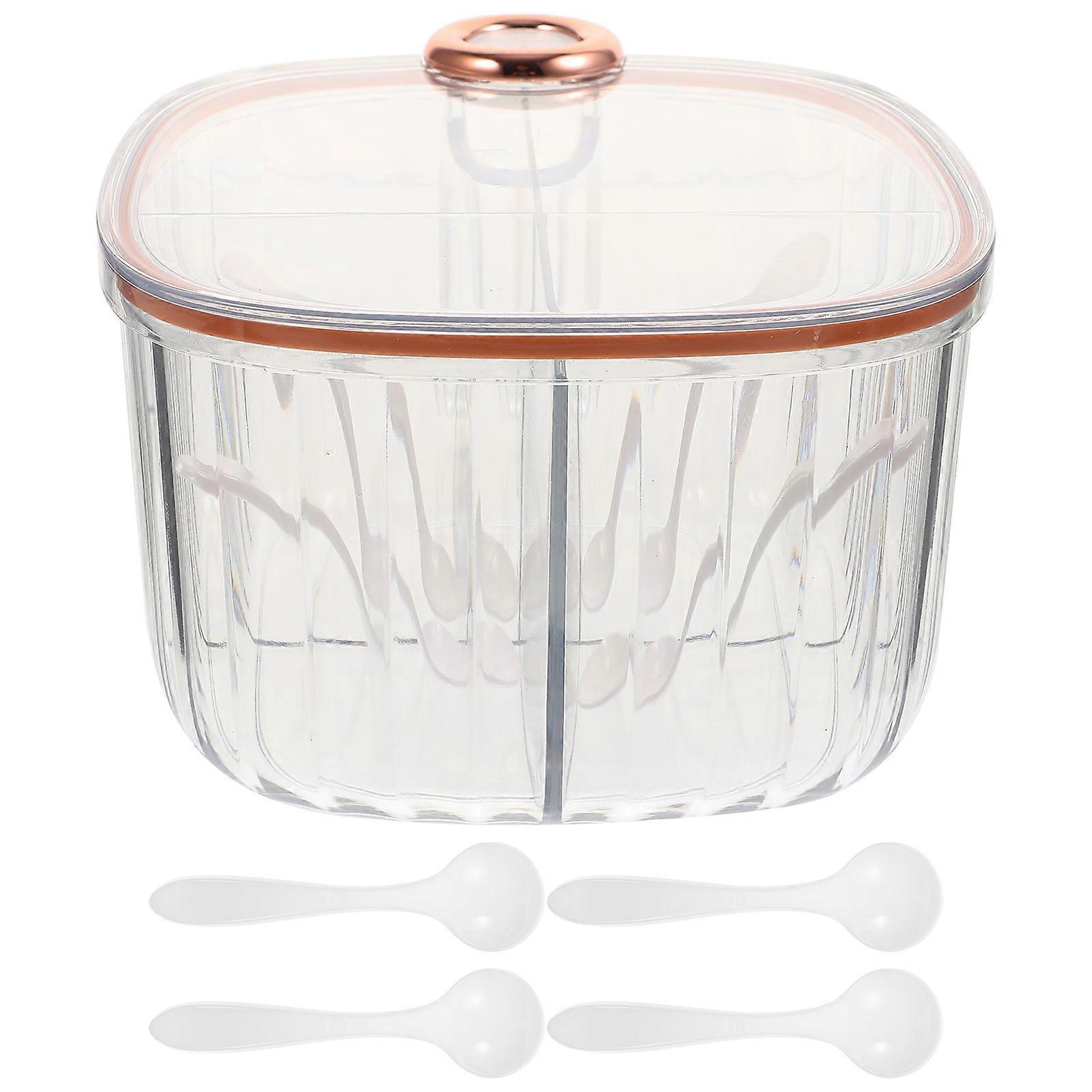 Multi-Function Spice Box Transparent 17.00x14.00x9.00cm Dust-Proof Lid Design 1Set