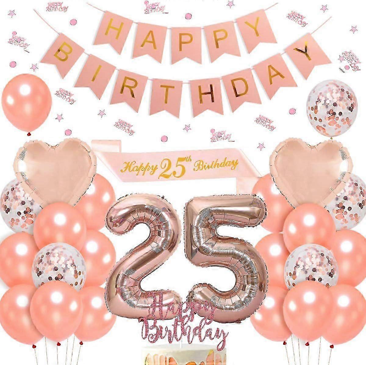 25th Birthday Decorations in Rose Gold