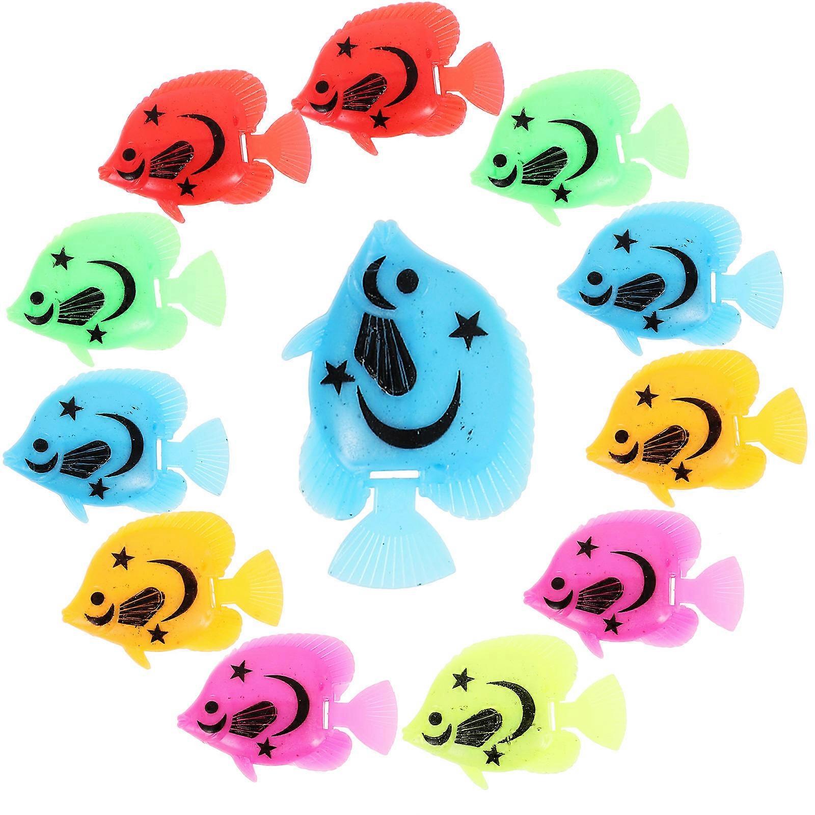 Artificial Fish Aquarium Decoration Floating in Water Fish Tank Ornament Assorted Color 4x3x0.5cm 30Pcs