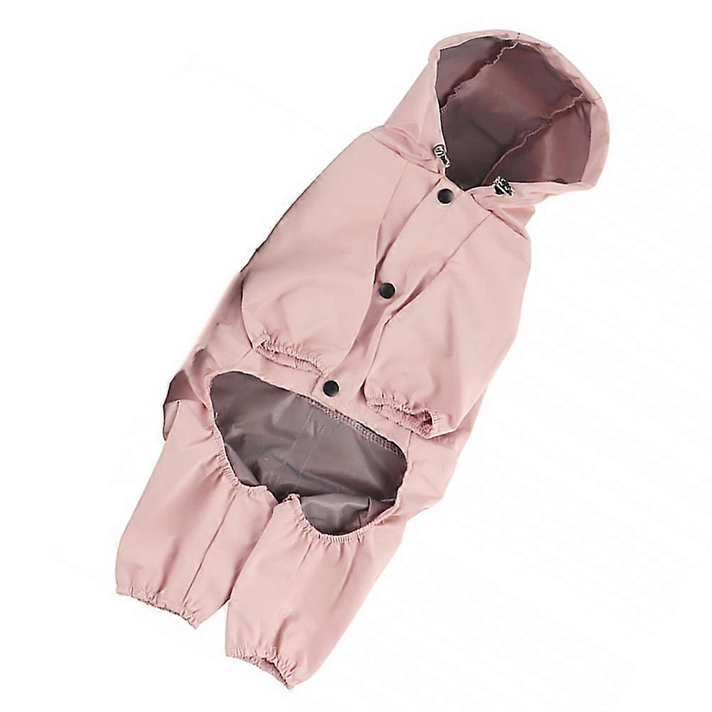 Adjustable Drawstring Dog Raincoat Reflective Hoodie Pet Clothes Pink L Durable 1Pcs