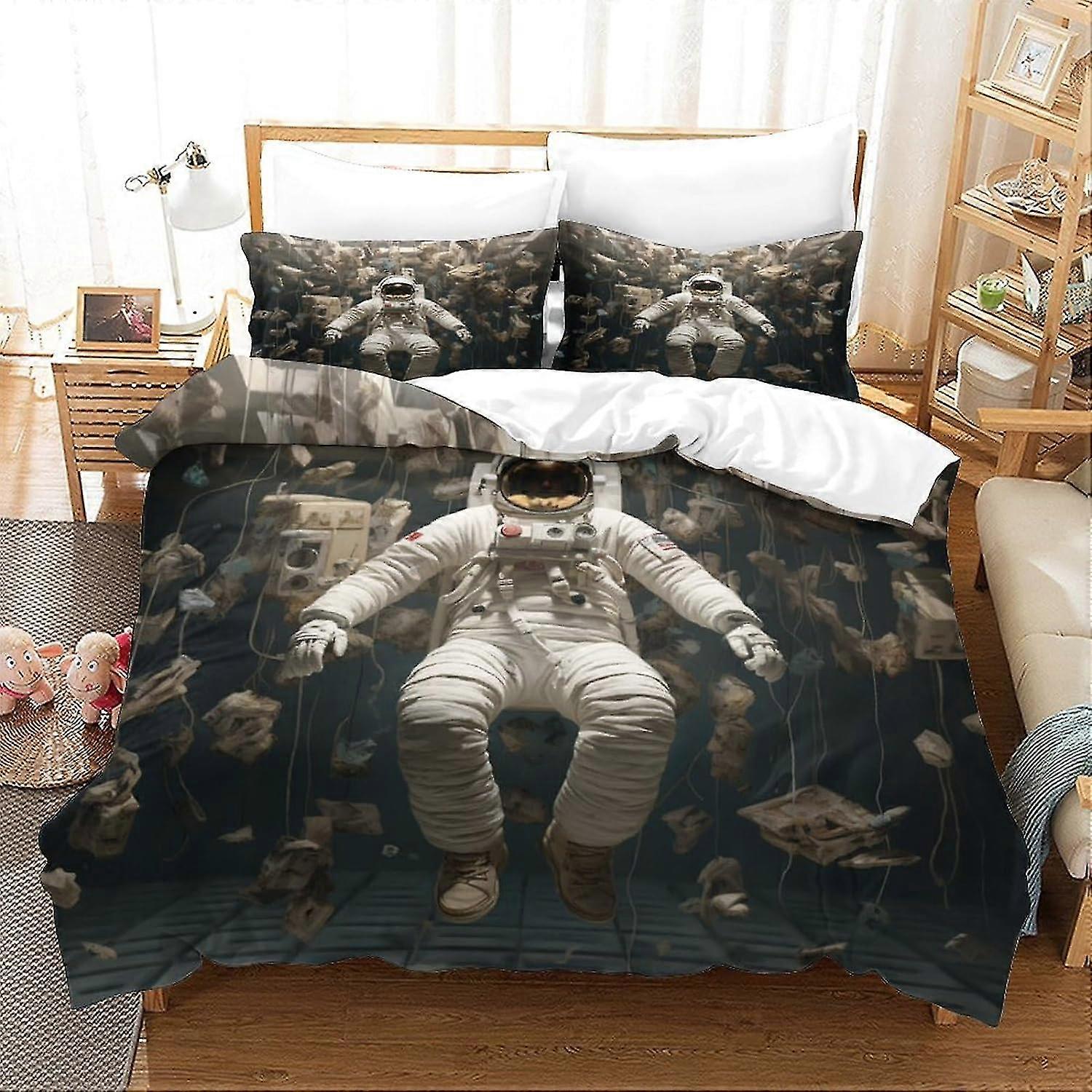 Astronaut Crib Set, Sports Mattress Protector, 3D Space Design, Microfibre, 3 Piece Set with Zip and 2 Pillowcases