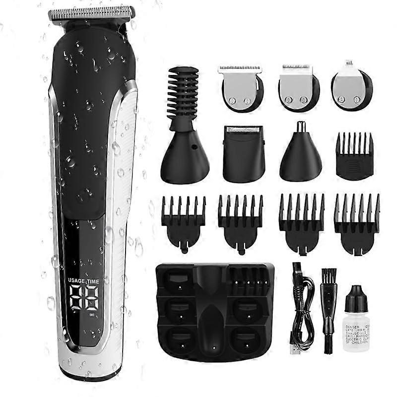 Waterproof Cordless Versatile 5in1 Hair Clipper, Safe and Sharp Blade, Safe for Skin and Hair, Convenient USB Charging, with LED Screen Display