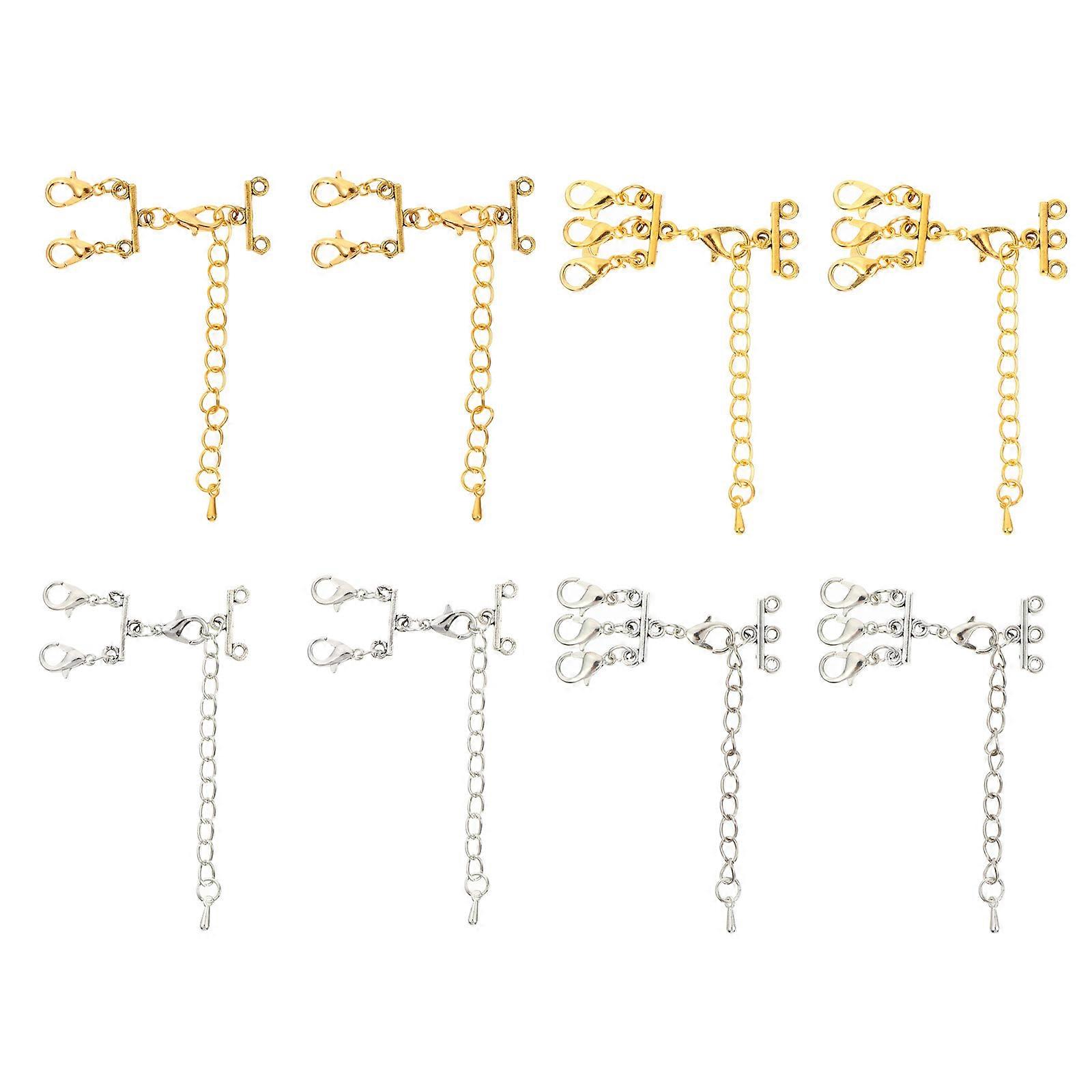 Easy Necklace Clasp Multi Strand Clasps With Lobster Clasps For Jewelry Makers Diy Projects 8Pcs