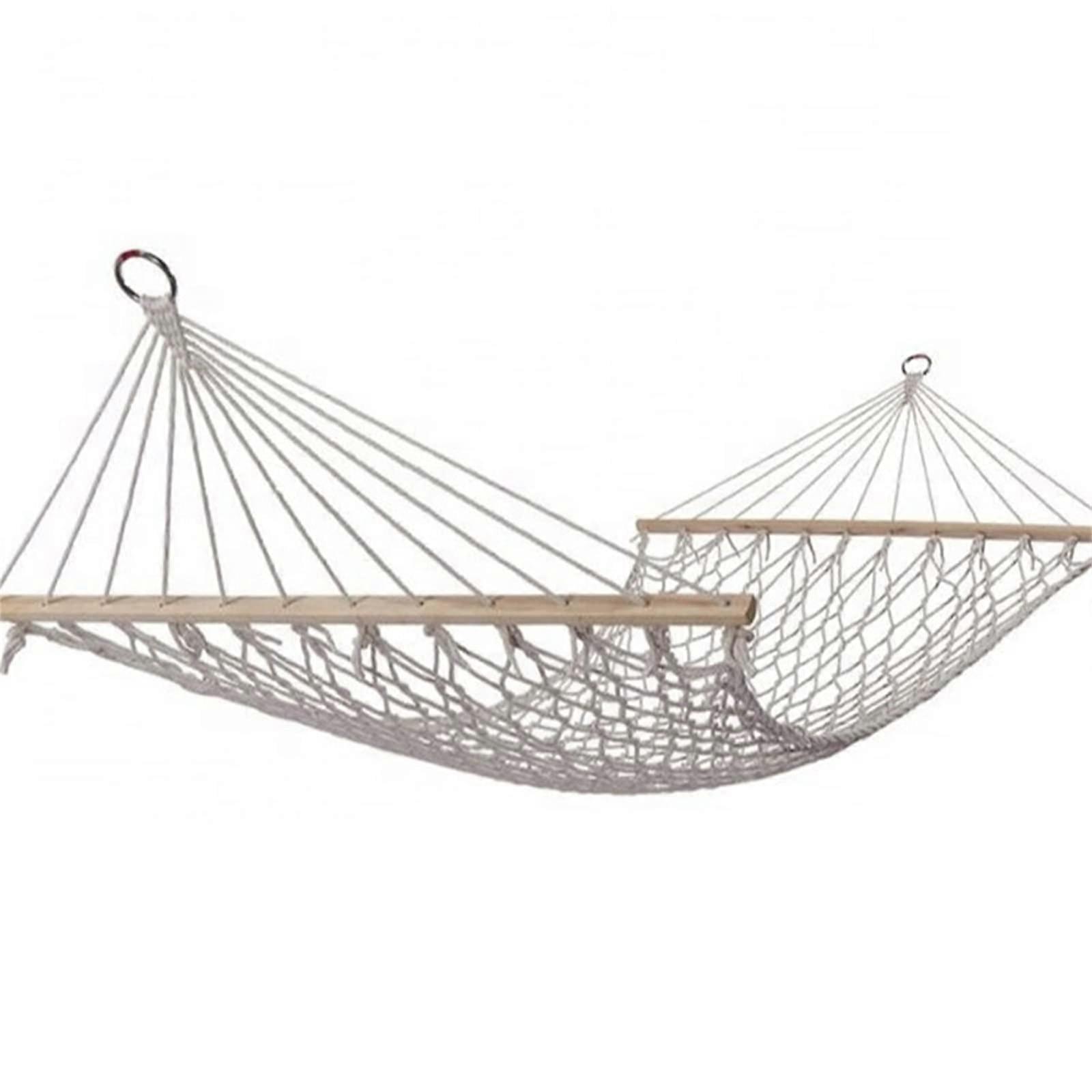 Camping Hammock Patio Hammock Folding Pole Spreader Bar Hammock for Outdoor Backpacking 200x100cm White