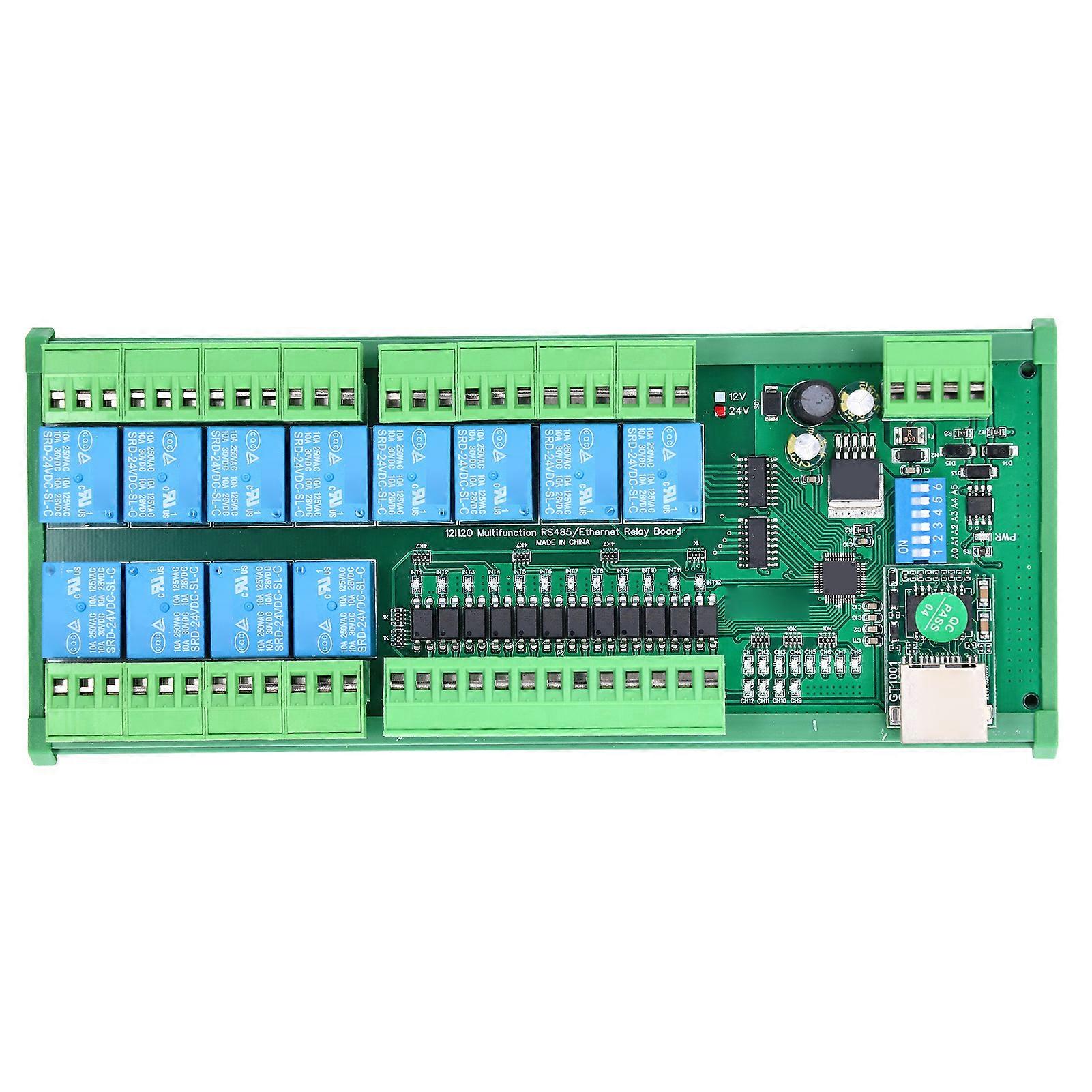 RS485 Relay Switch Module 12 DIO Ethernet RTU TCP IP Network Controller PLC Expansion Board 24V