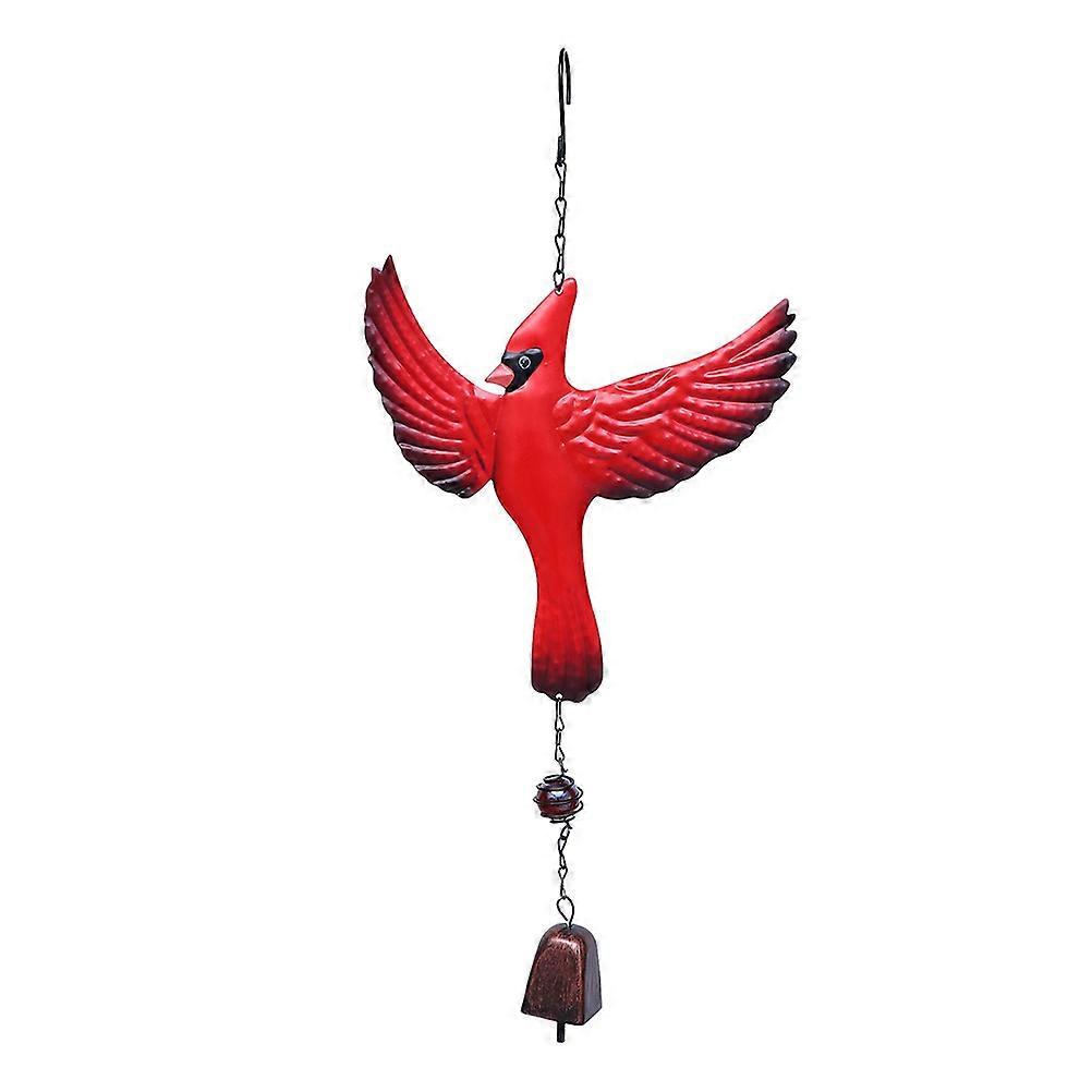 Retro Wind Chime with Red Bird Design for Garden Decoration Made of Durable Iron 6.5 Inches