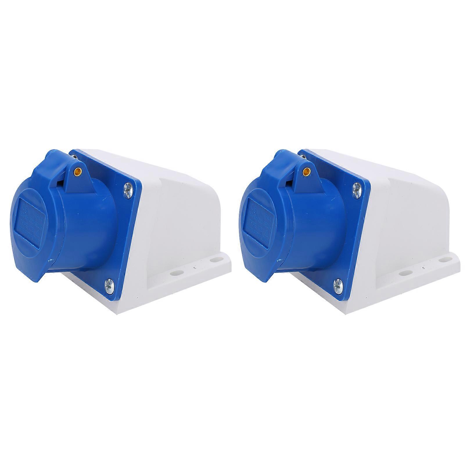 2Pcs Industrial Power Socket 3-Pin Single Phase Explosion Proof Waterproof 16A 3 Hole 220-250V