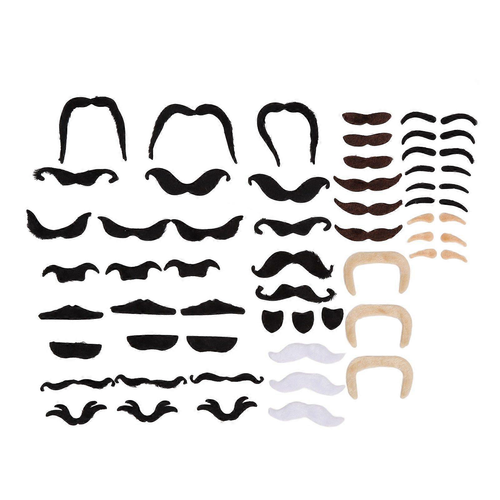 Fake Eyebrow Beard Set Short Flannel Artificial Eyebrow and Moustache with Back Adhesive for Theme PartyYMMR)
