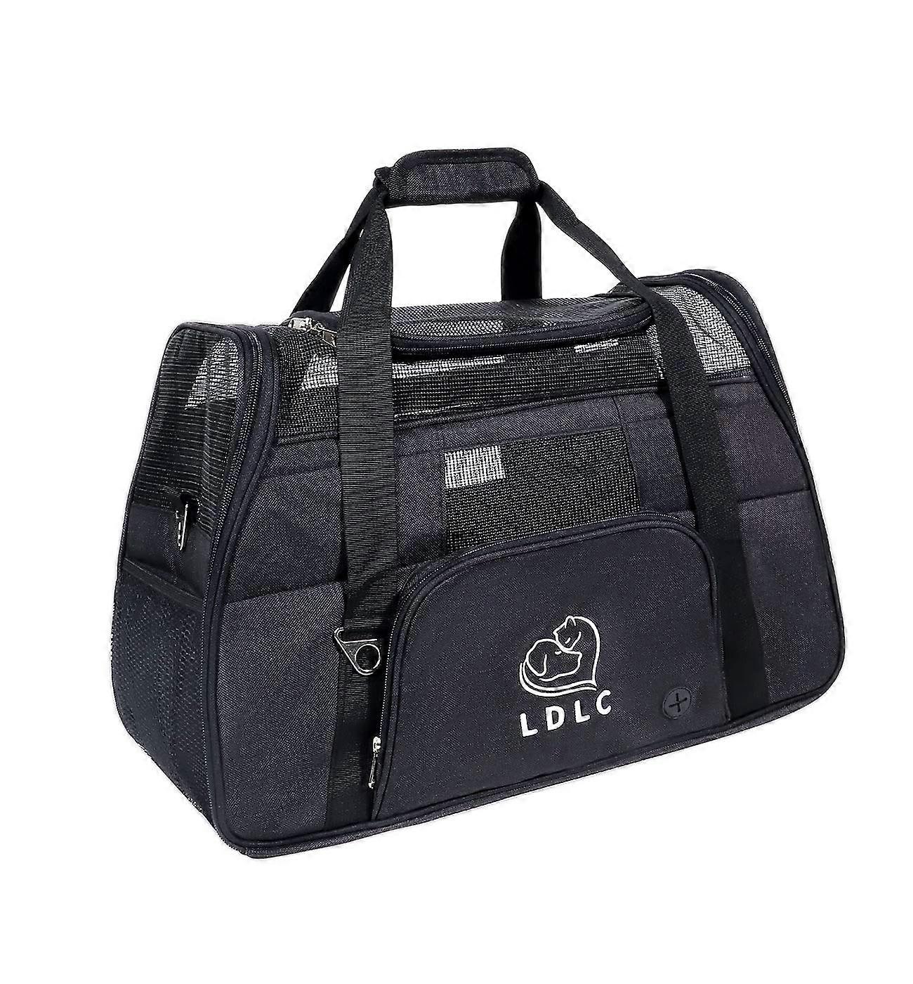 Opening Bag, Folding Cats with Carry Bag, Removable Fleece Pad and Breathable Mesh for Dogs and Cats, Large Capacity, with Shoulder Strap (Black)
