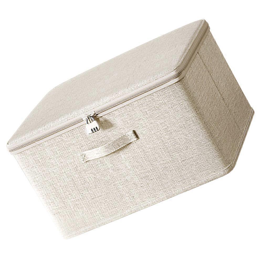 Durable Lightweight Clothing Storage Bin with Coded Lock Organizer for Wardrobe, Jeans, Pants – Versatile Home Use – Milk