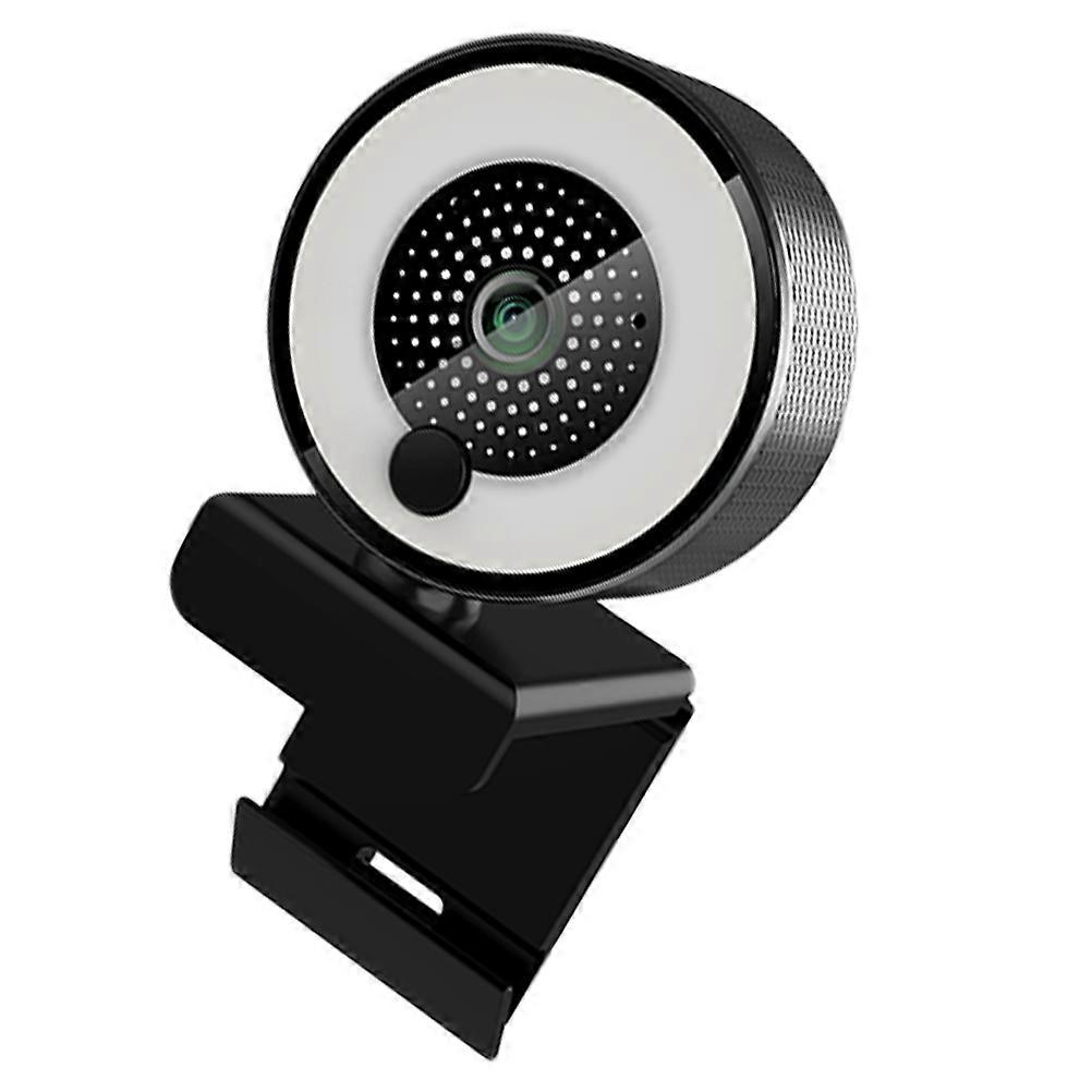 Web Camera with Fill Light for Computer Black Aluminum Alloy 360 Degree Adjustable Base USB 3.0 Interface 5MP