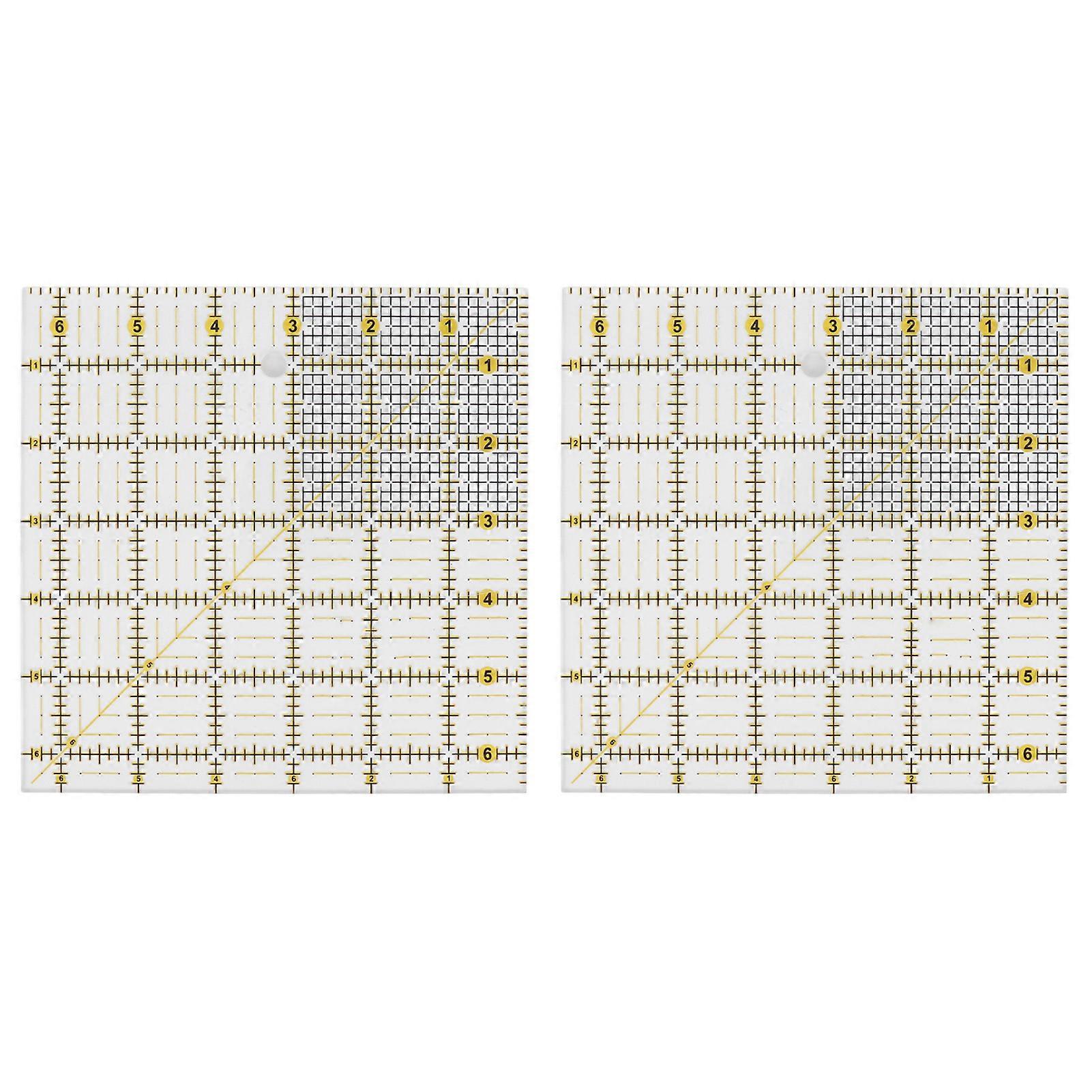 2 Pcs Quilting Ruler Double Color Acrylic Cloth Cutting Ruler with Grid Lines for Quilting Sewing
