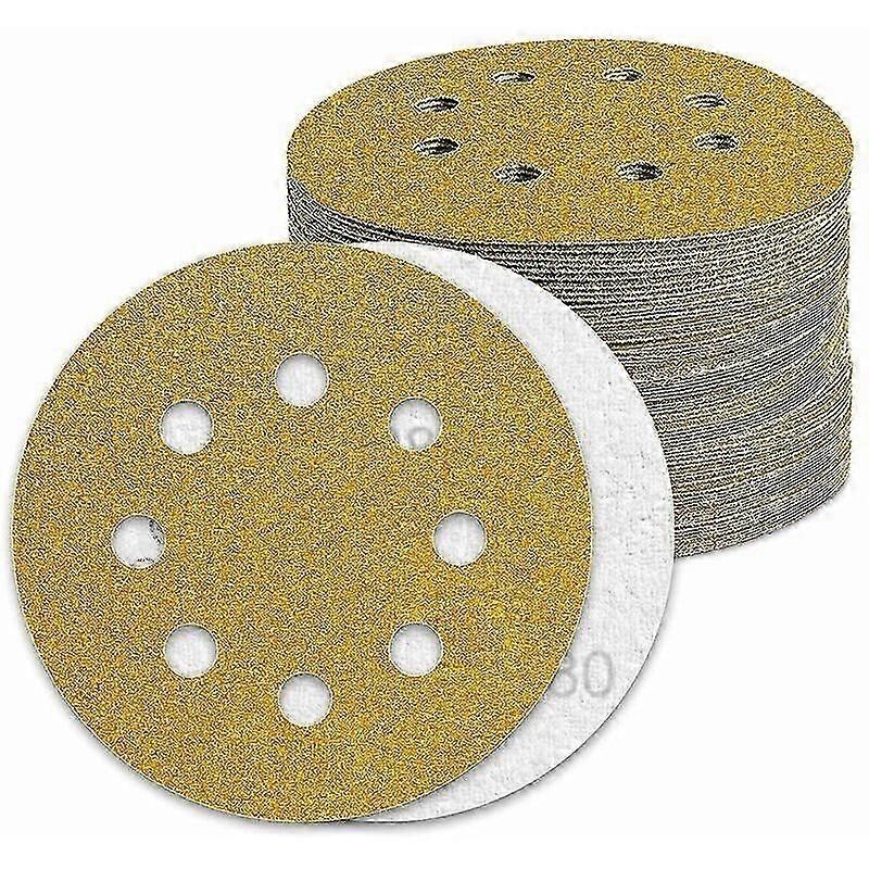 قرص صنفرة بحبيبات 125 مم، ورق صنفرة 80، 100 قطعة أقراص كاشطة لصنفرة مدارية، ورق صنفرة