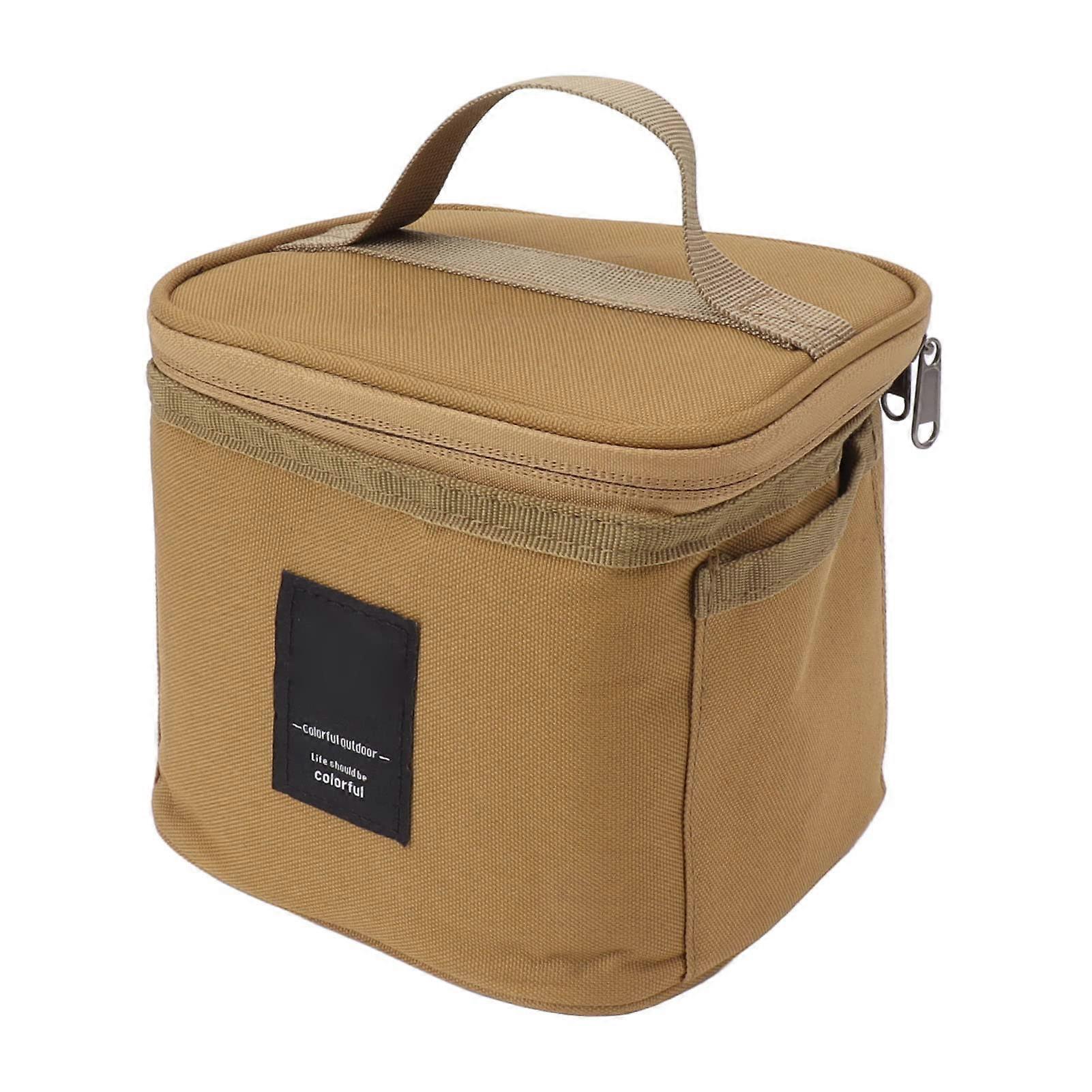 Portable Spice Bottle Bag, Removable Inner Partition, Back Loop Strap, Oxford Cloth (Khaki)