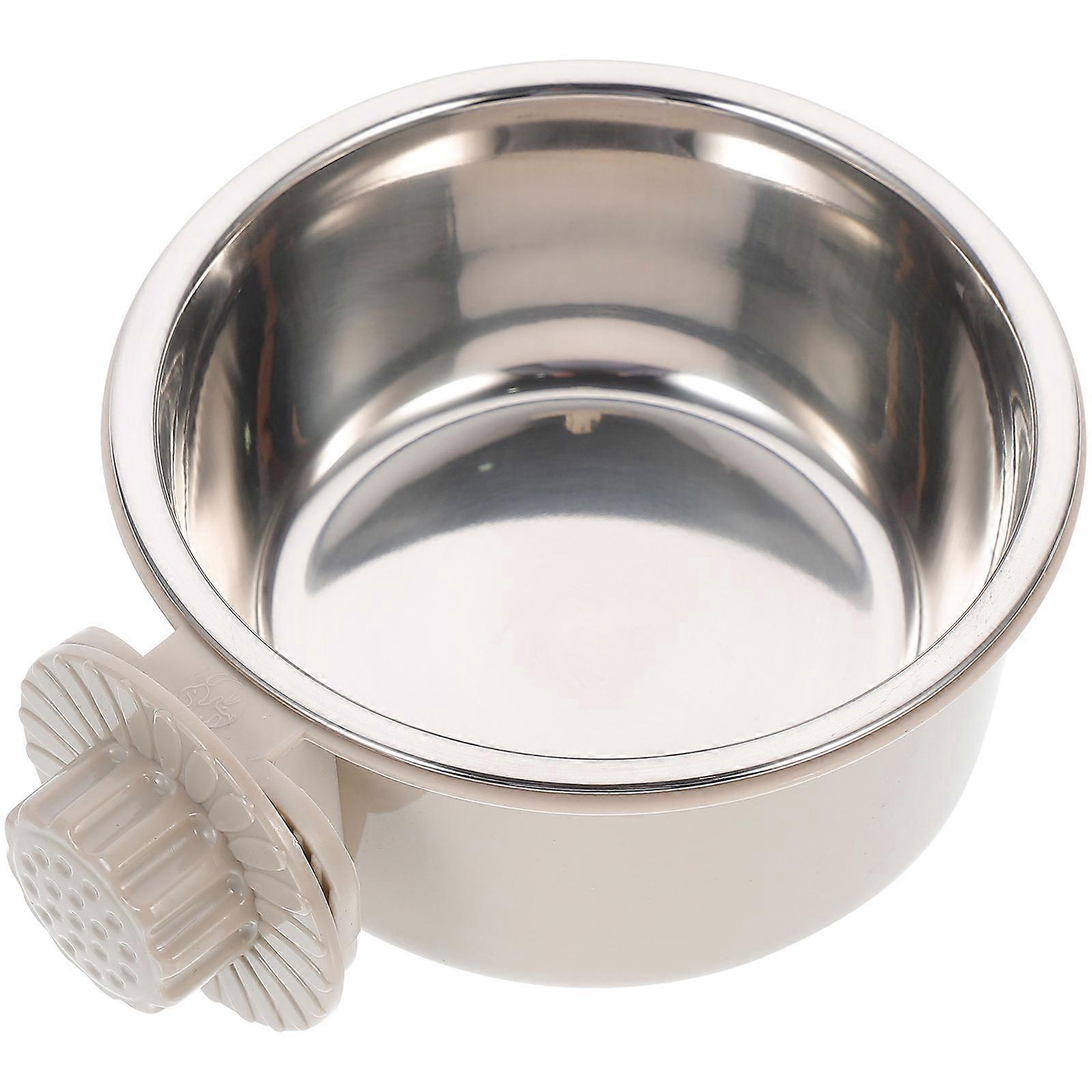 Abreuvoir pour animaux de compagnie en acier inoxydable résistant à la chaleur Distributeur d’eau portable Mangeoire pour chiens et chats 1 ensemble gris taille moyenne