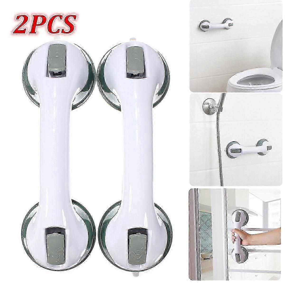 2pcs Bathroom Suction Cup Handle Grab Bar Toilet Bath Shower Tub Bathroom Shower Grab Handle Rail Grip For Elderly Safety
