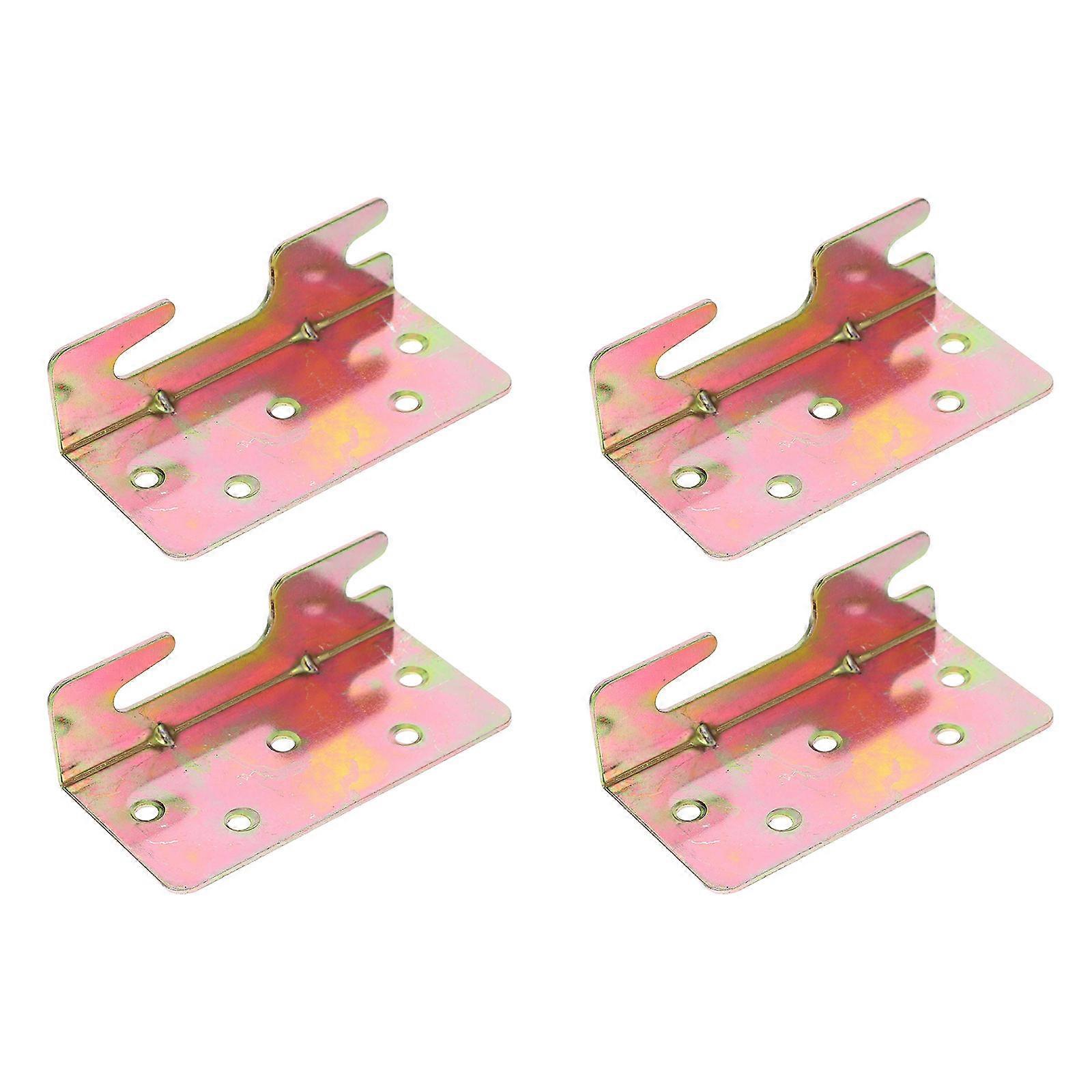 4pcs Heavy Duty Bed Rail Brackets Universal Bed Hinge Connectors Iron Bed Hooks for Wooden Frames