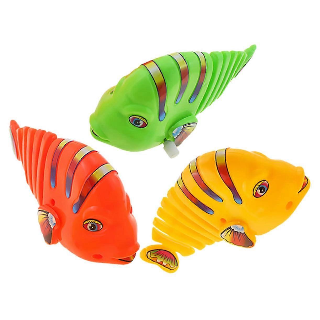 Pack of 3 Fish Swinging Swimming Pool Floats Fidget Pool Games Toys for Kids, WindUp Simulation Plastic Fish for Pool