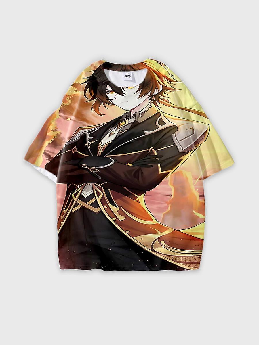 T-shirt round neck Role Pattern loose short sleeve D235