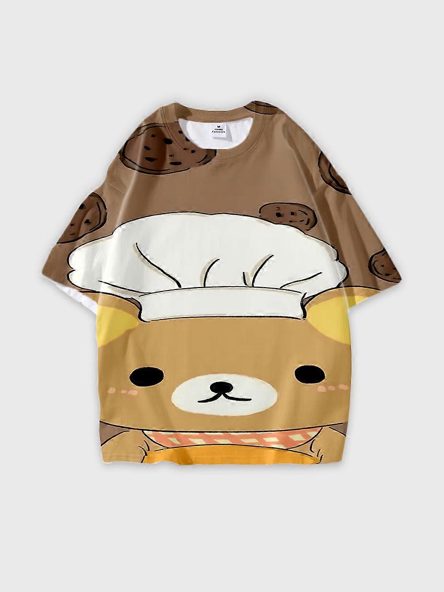 T-shirt round neck Cartoon Pattern loose short sleeve D3039