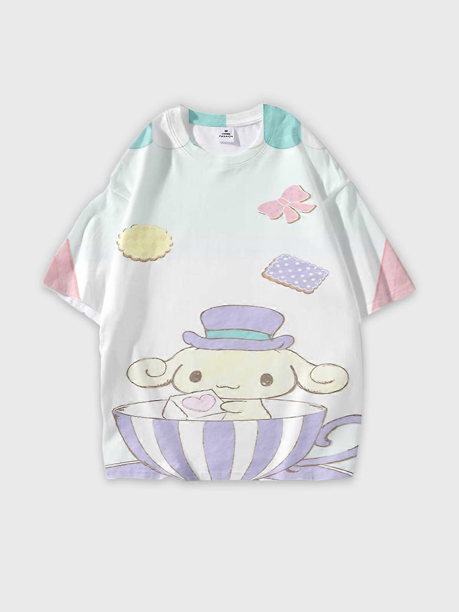 T-shirt round neck Cartoon Pattern loose short sleeve E2613