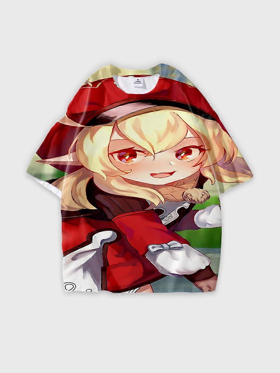 T-shirt round neck Role Pattern loose short sleeve K435