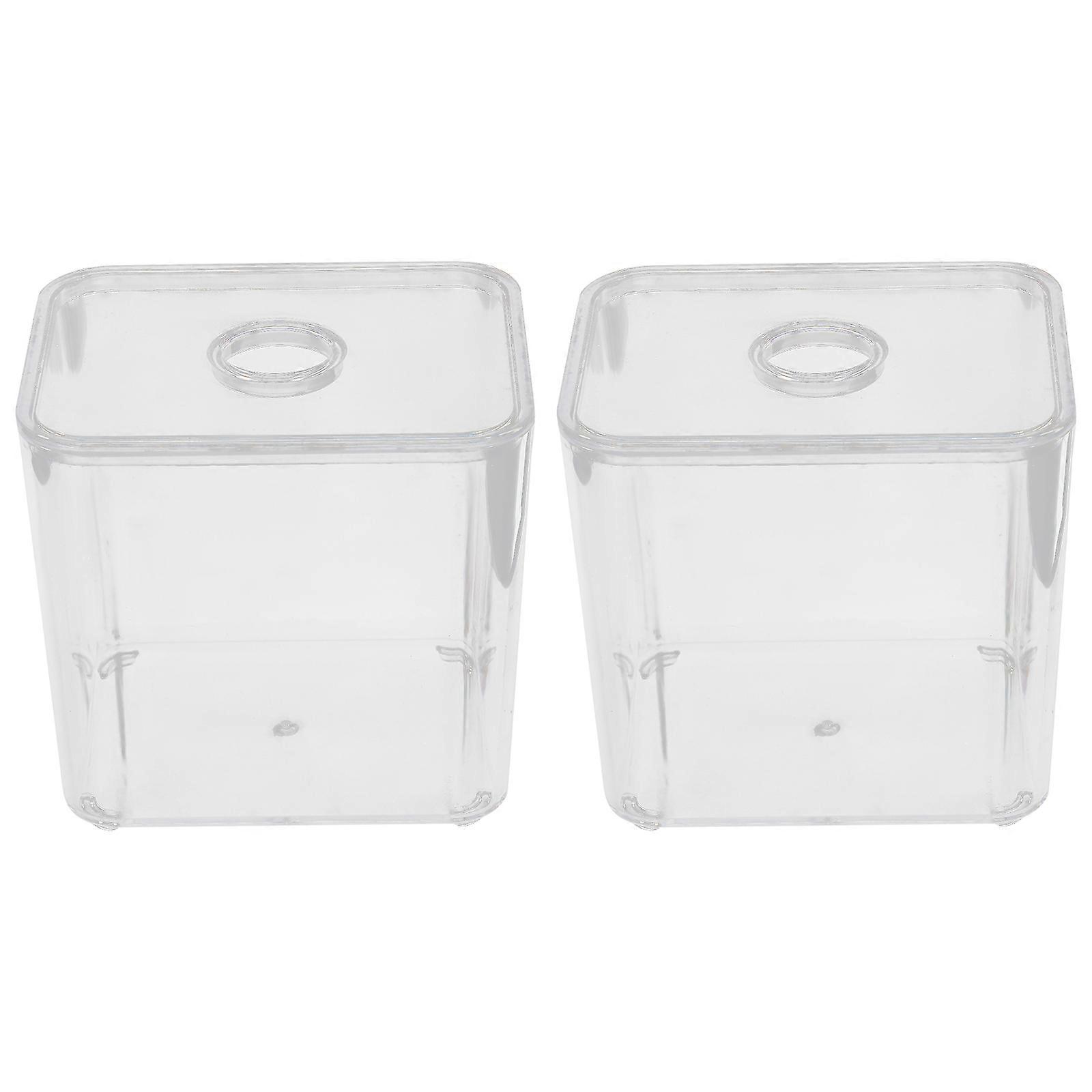 Clear PET Storage Box for Cotton Swabs and Toothpicks Durable Stackable with Flat Lid Design 2 Pieces