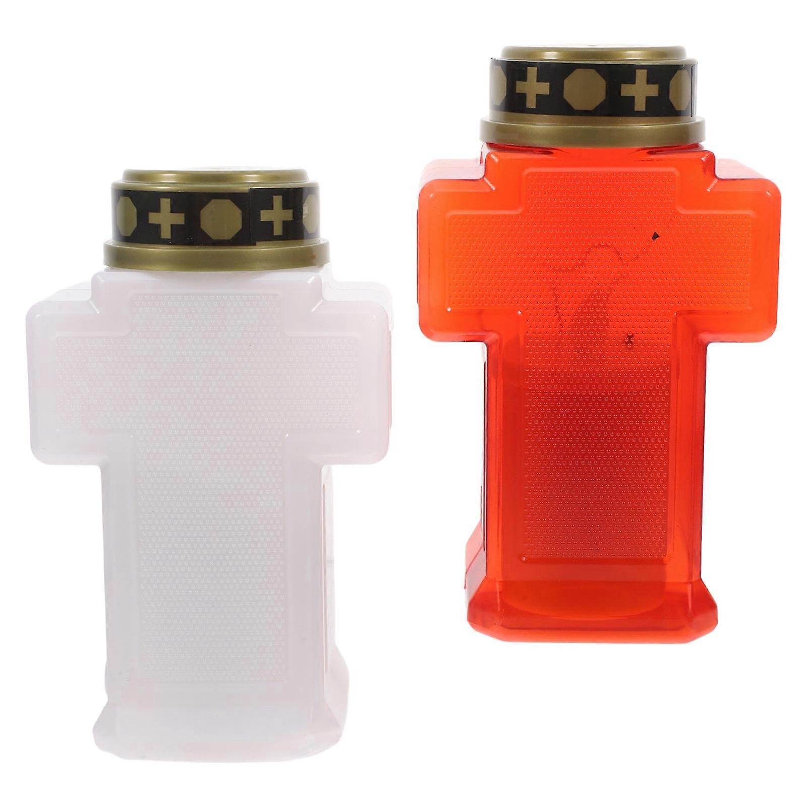Elegant Plastic Garden Lantern with Flickering candle Light for Outdoor Decor and Memorial Use 2 Pieces