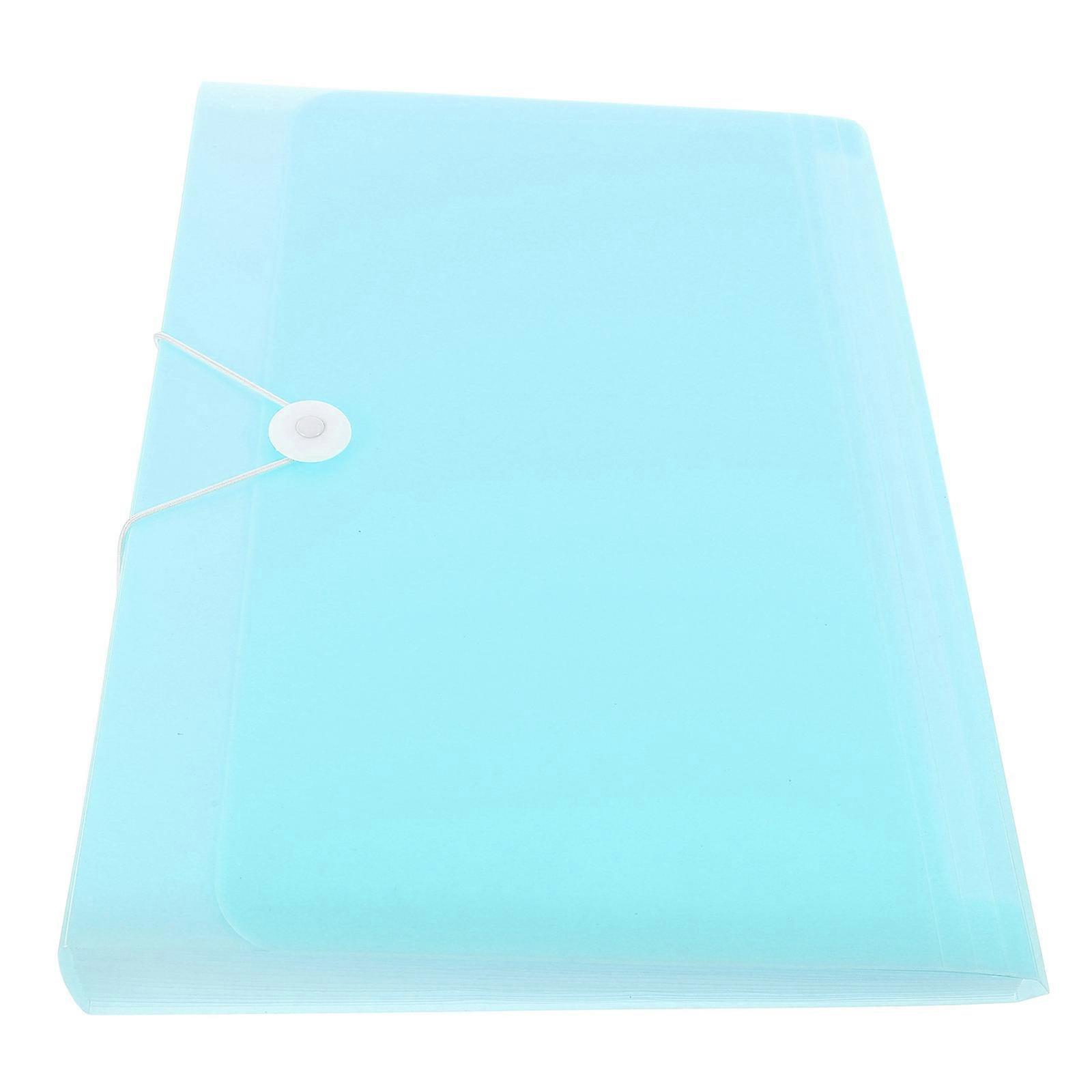 Blue Plastic Accordion File Organizer with Multiple Storage Pockets for Documents and Bills Storage