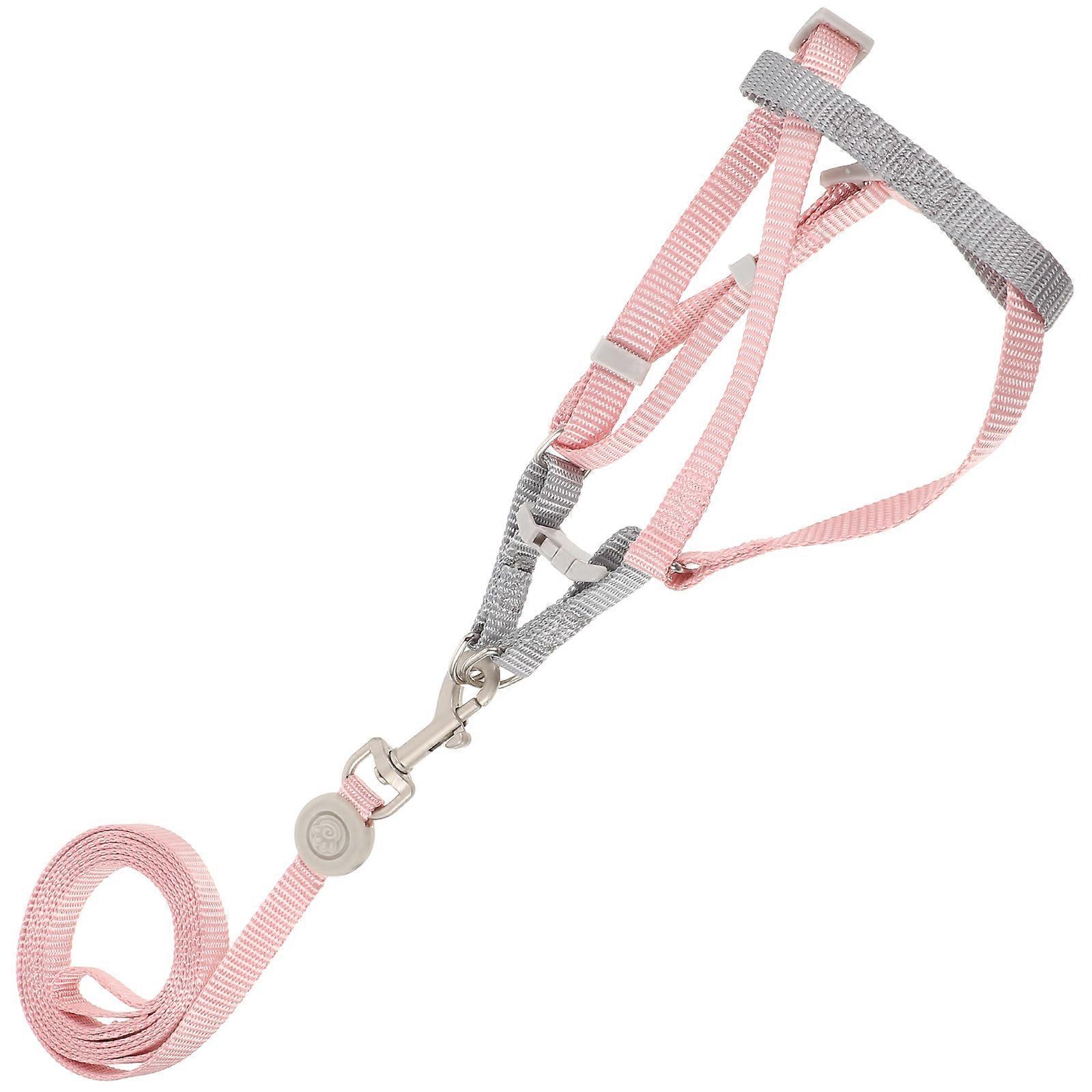 Pink Cat Harness and Leash Set Made of Polyester Escape Proof Adjustable for Outdoor Use Fits Small to Large Cats