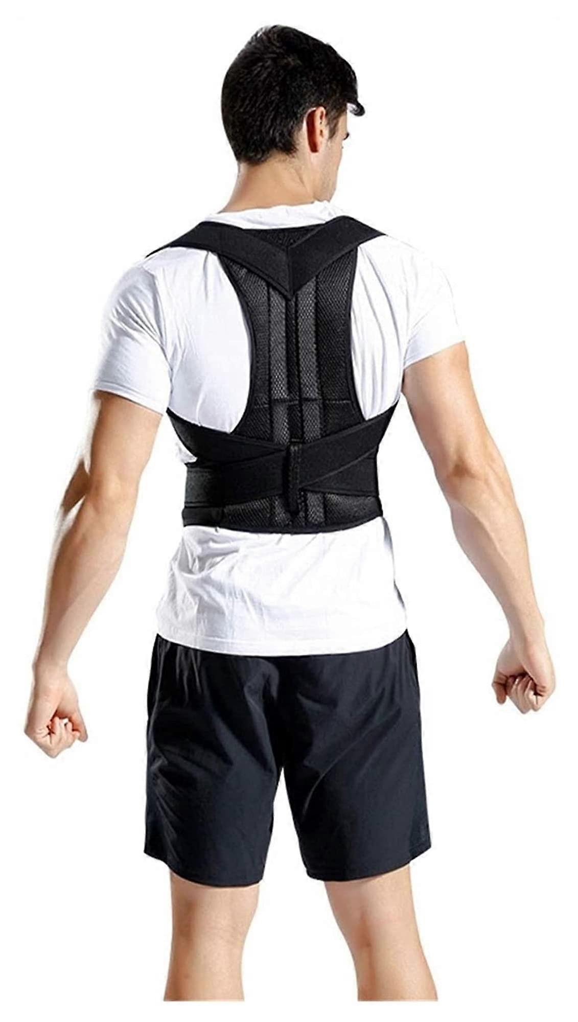Back Posture Corrector for Men and Women, with Two Adjustable Straps and Breathable Mesh Inserts to Relieve Back Pain and Stress (Black X)