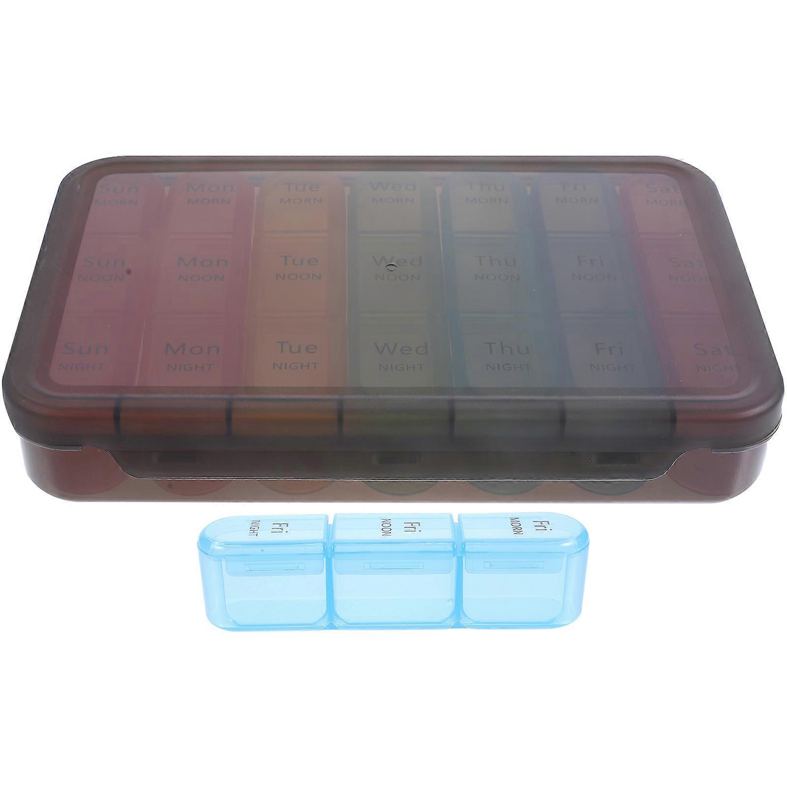 Weekly Medication Organizer Storage Travel Friendly Small Weekly Pill Case Portable Rectangular 1Pcs