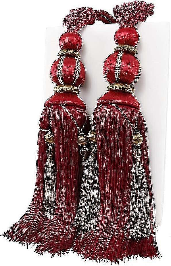 1 Pair Curtain Tie Backs Rope Handmade Tassel Curtain Tiebacks Holdbacks Window Drape Rope For Large And Heavy Curtain,redx