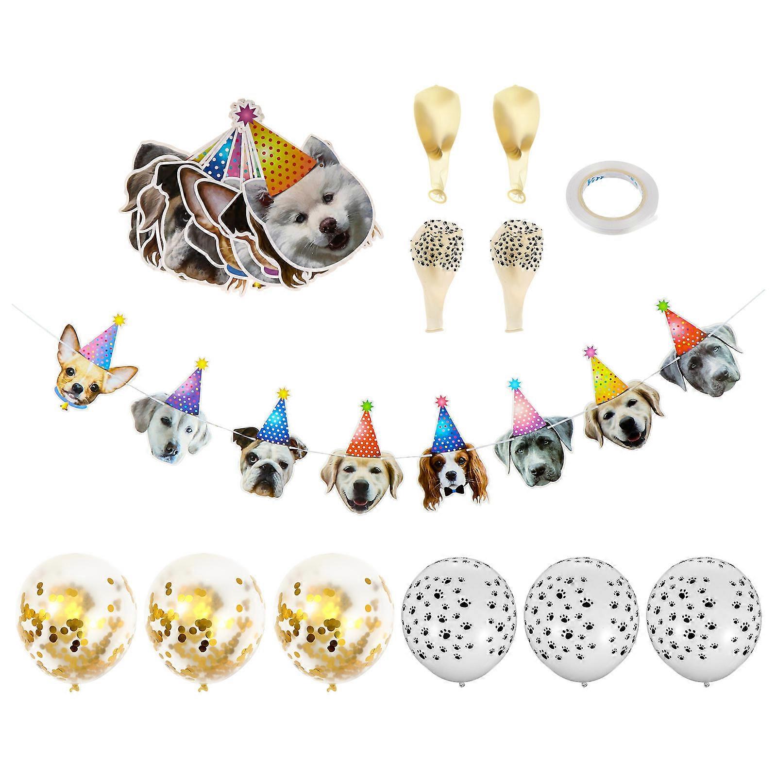 Dog Party Balloon Banner Photo Props for Decor Sturdy Paper Assorted Color 1 Set