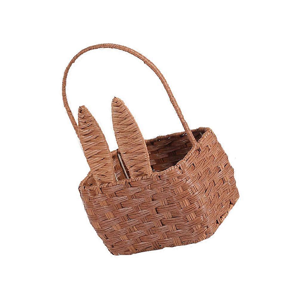 Picnic Basket Sundry Basket Outdoor Picnic Food Storage Chocolate 32.00X20.00X16.00CM Iron Material 1Pc