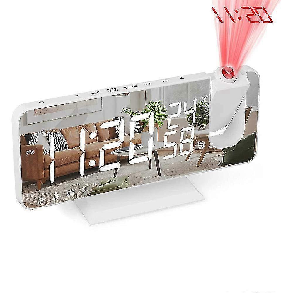 Ceiling Projection Alarm Clock with USB Charger - Digital Display & Dual Alarm Functionality with 4 Brightness Settings for Easy Wake-Up