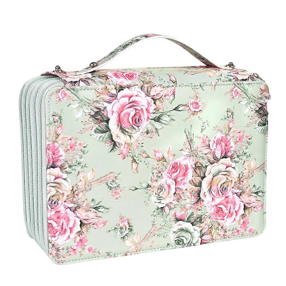 252-Slots Polyester Pencil Bag Light Green Stationery Pouch for Secure Storage Needs