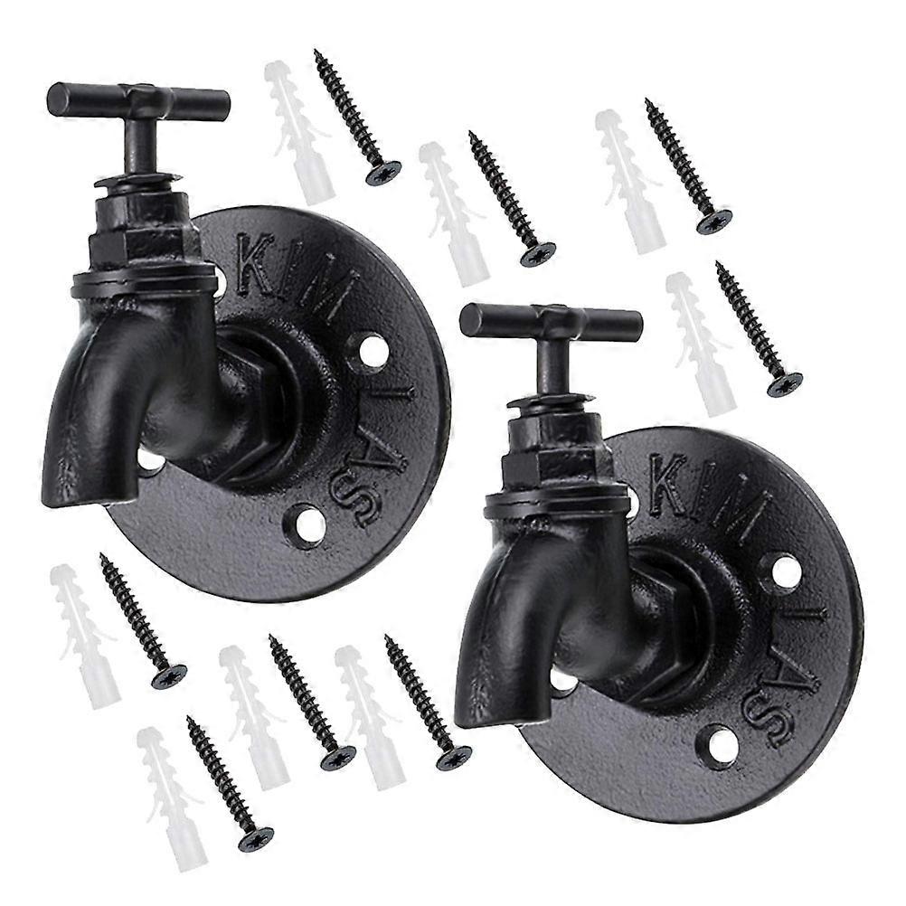 Black Iron Decorative Hooks for Storage Sturdy and with Industrial Style 2 Pieces